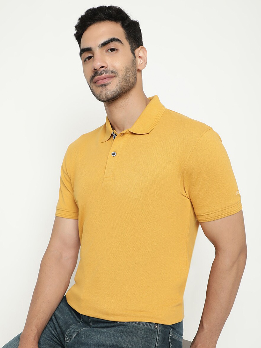 

Octave Polo Collar Short Sleeves Cotton T-shirt, Yellow