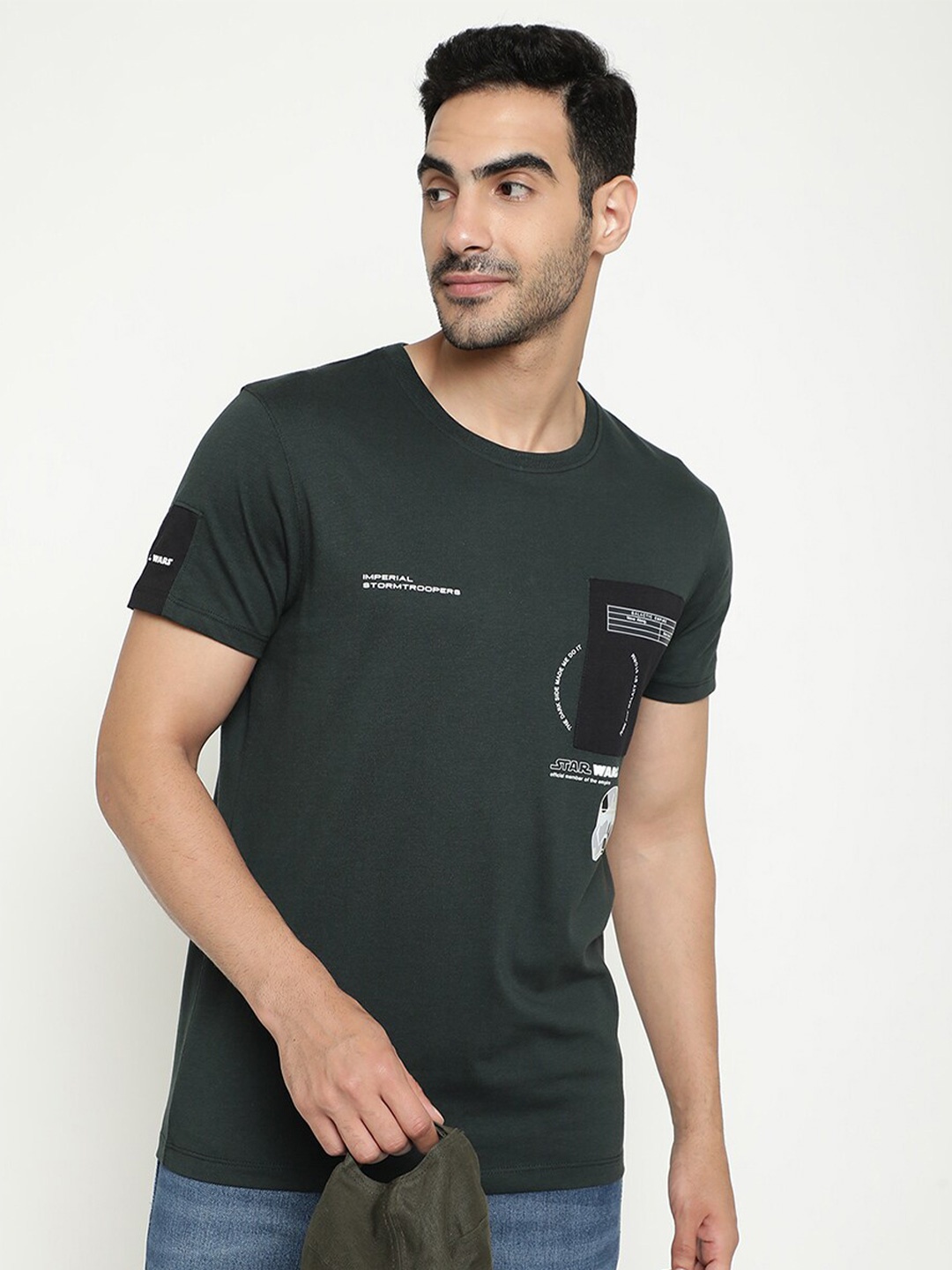 

Octave Star Wars Printed Cotton T-shirt, Green