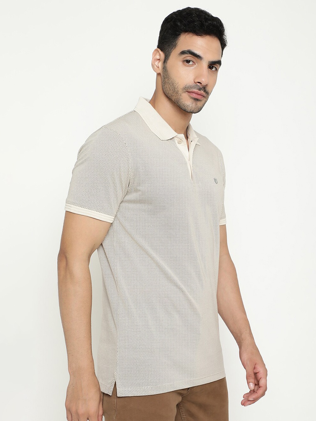 

Octave Polo Collar Cotton T-shirt, Cream