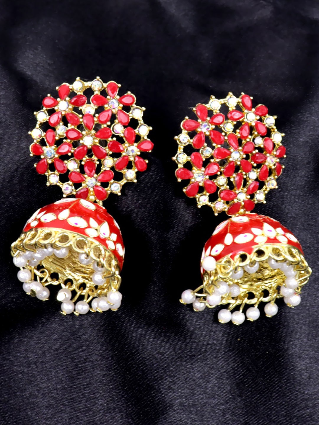 

VAGHBHATT Gold Plated Floral Jhumkas Earrings