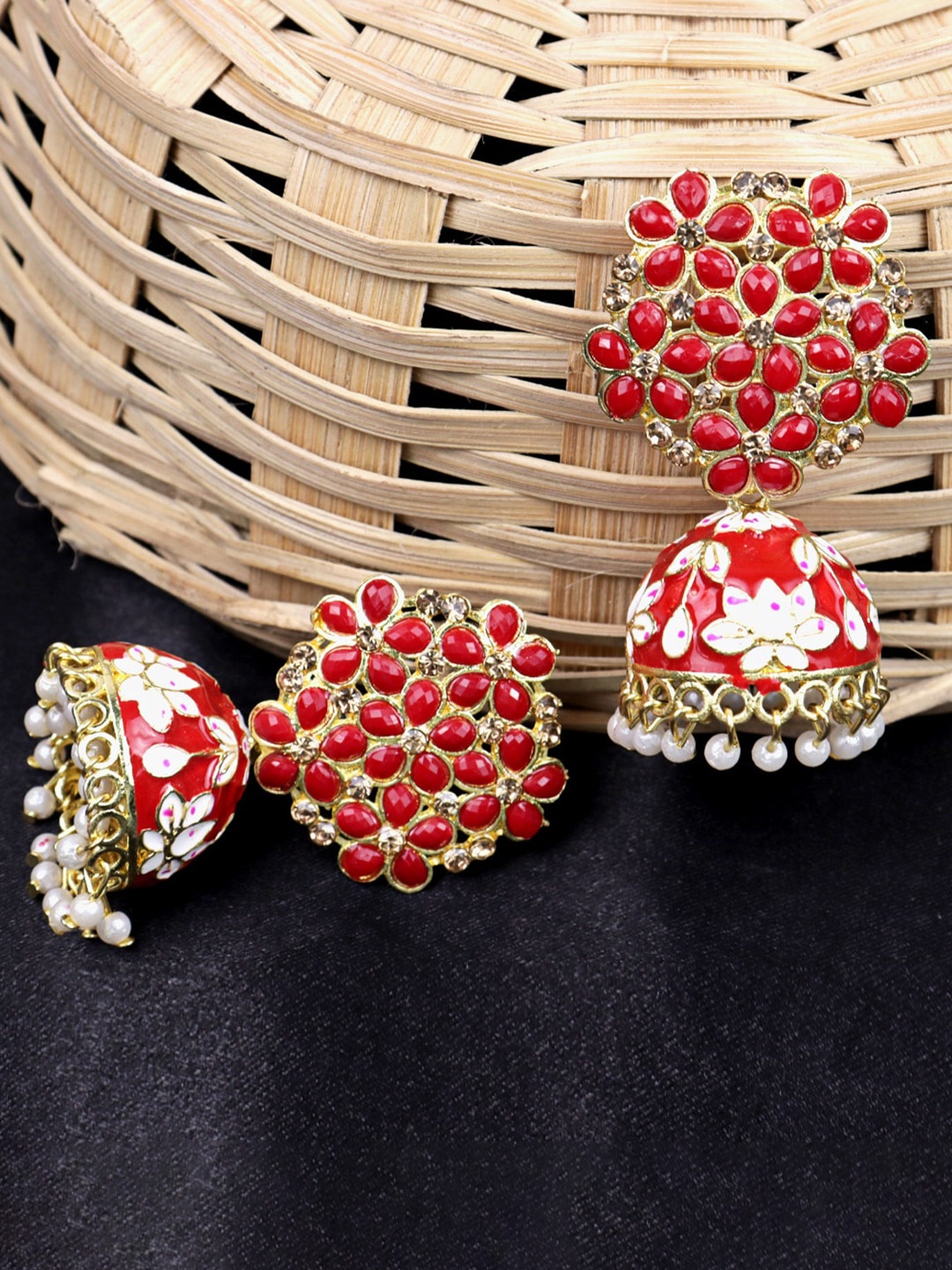 

VAGHBHATT Gold Plated Floral Jhumkas Earrings