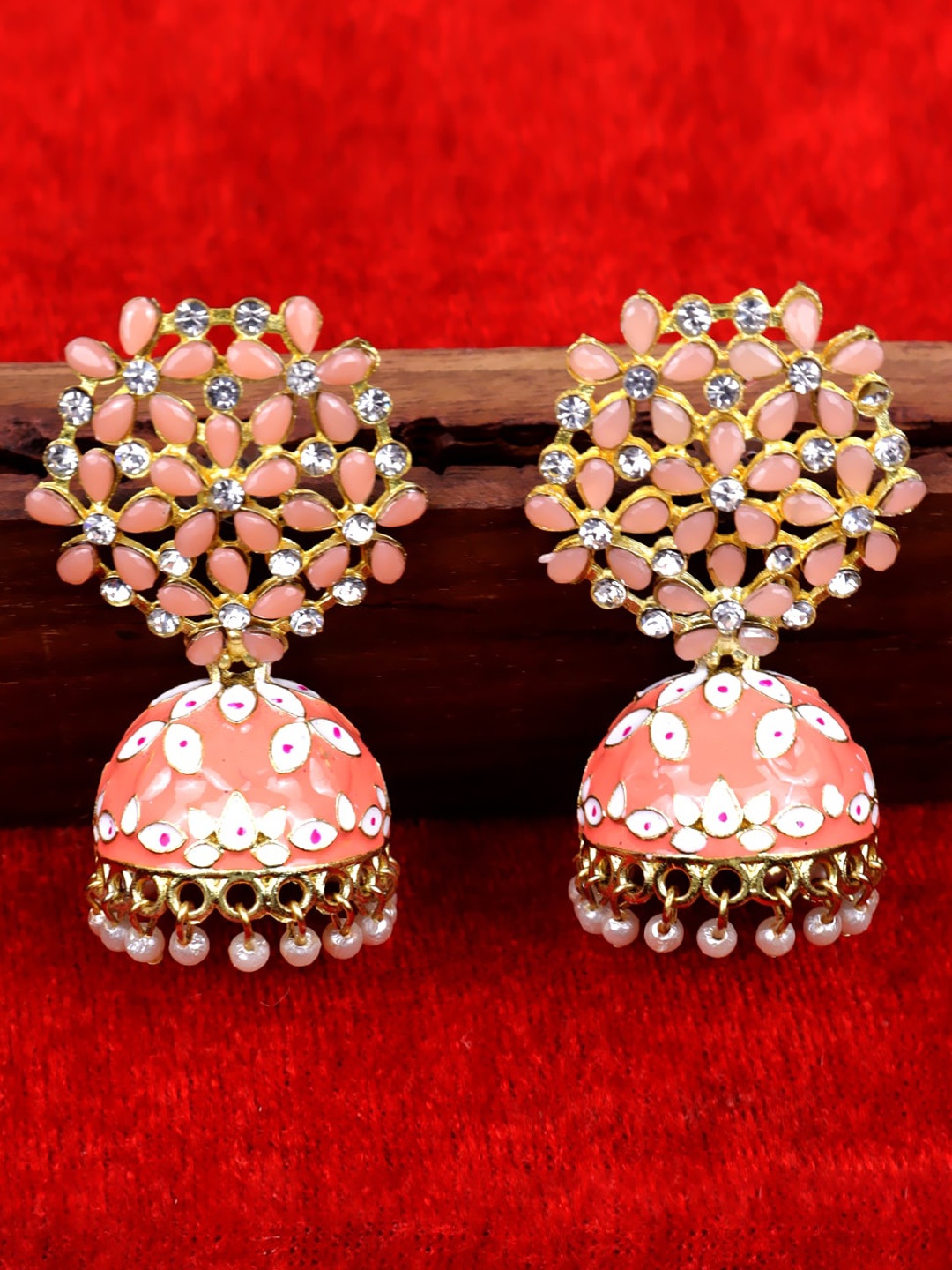 

VAGHBHATT Gold Plated Floral Jhumkas Earrings