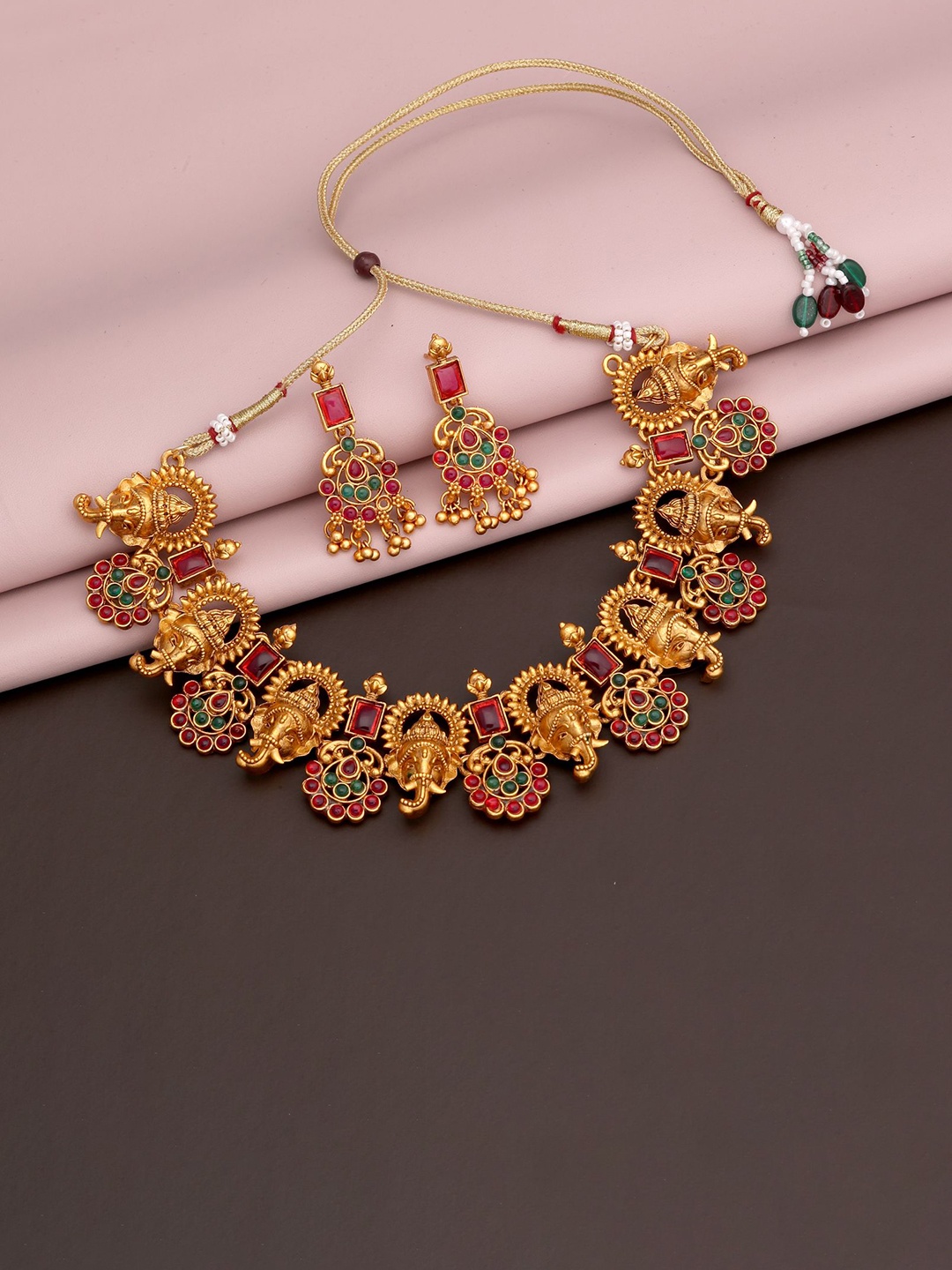 

Vita Bella Stone Studded Ganpati Ji Jewellery Set, Gold