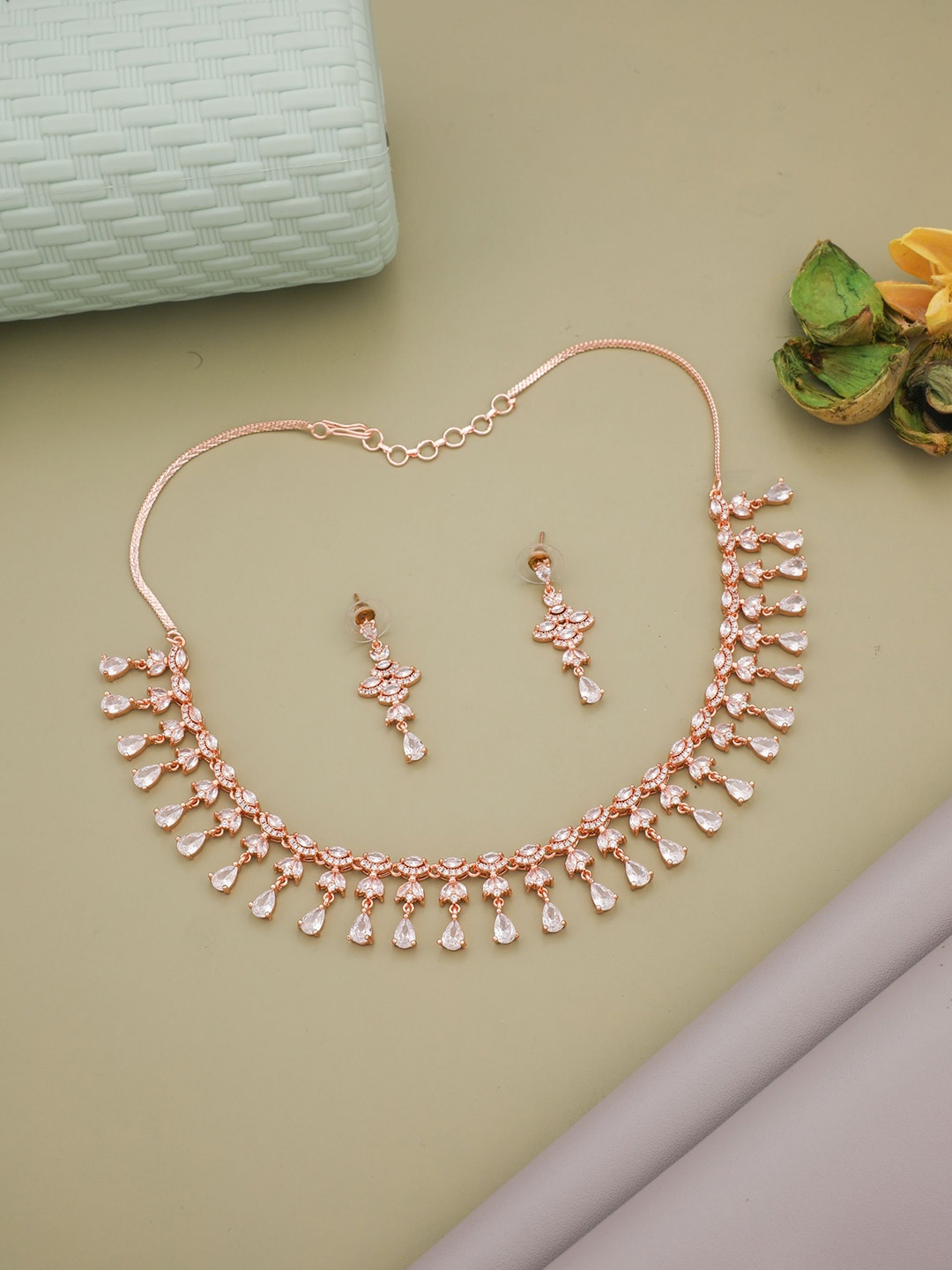 

Vita Bella Rose Gold-Plated AD Studded Jewellery Set