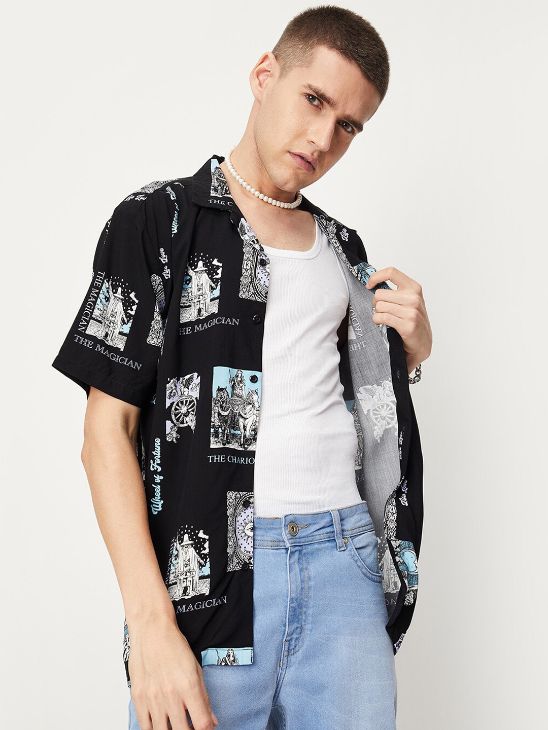 

max Abstract Printed Casual Shirt, Black