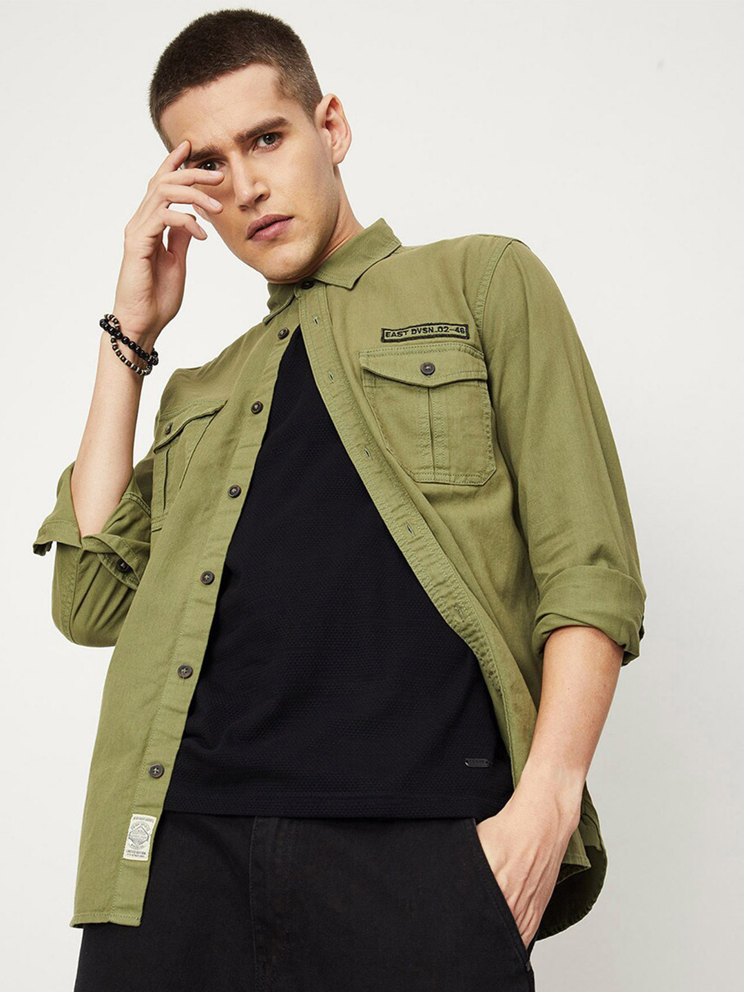 

max Pure Cotton Casual Shirt, Green