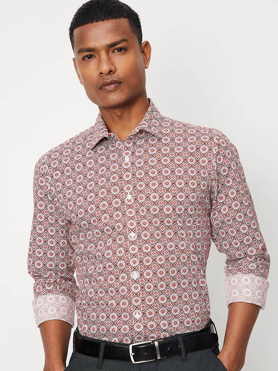 

max Floral Printed Pure Cotton Casual Shirt, Red