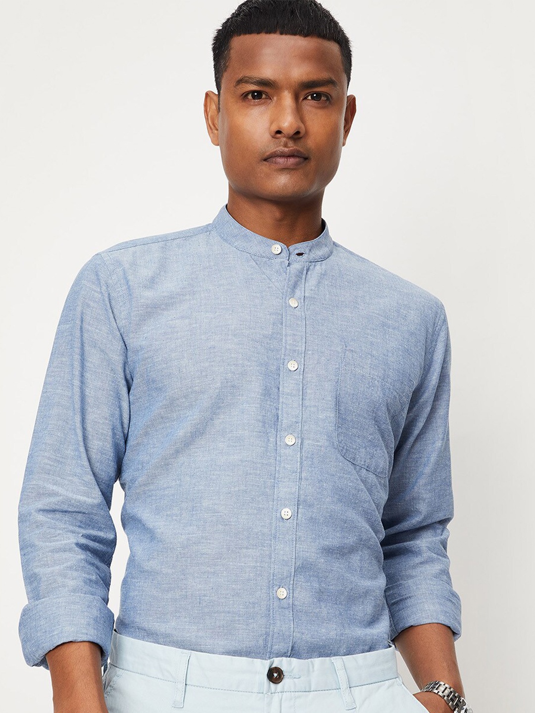 

max Faded Cotton Casual Shirt, Blue