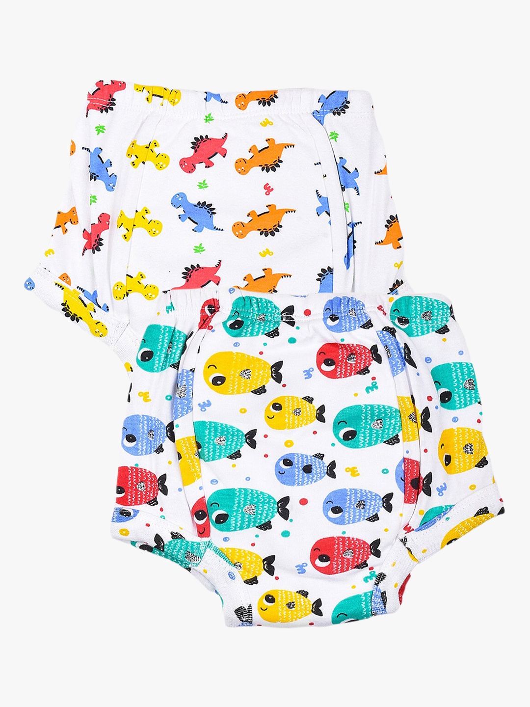 

Moms Home Kids Set Of 2 Printed Pure Organic Cotton Padded Diaper Pants, Multi