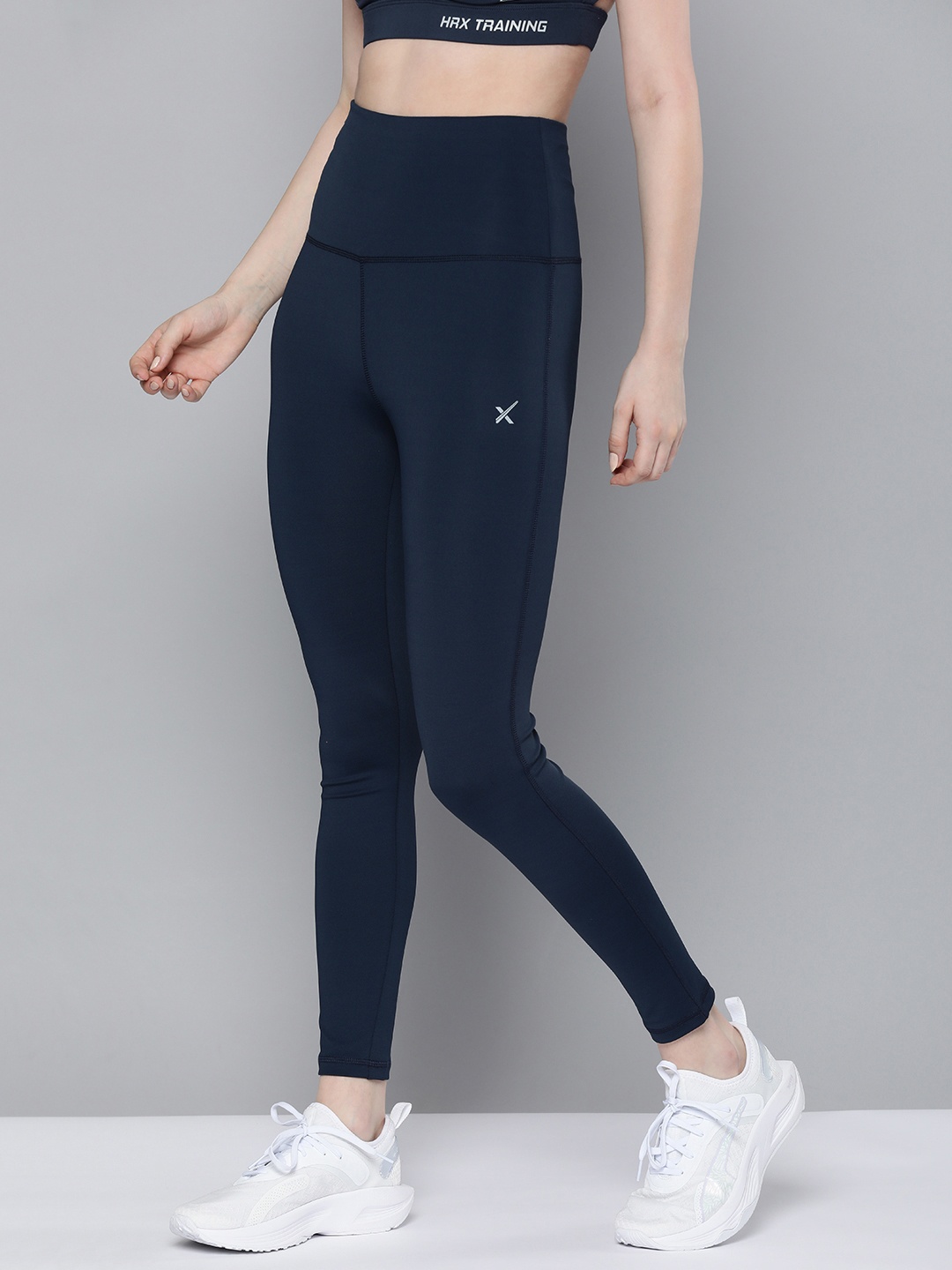

HRX by Hrithik Roshan Women Solid Ankle Length Rapid-Dry Training Tights, Navy blue