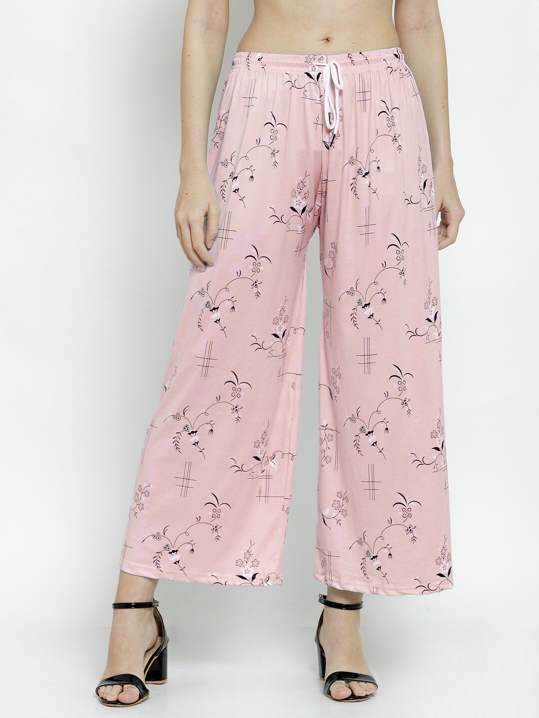 

KLOTTHE Women Printed Wide Leg Palazzo, Pink
