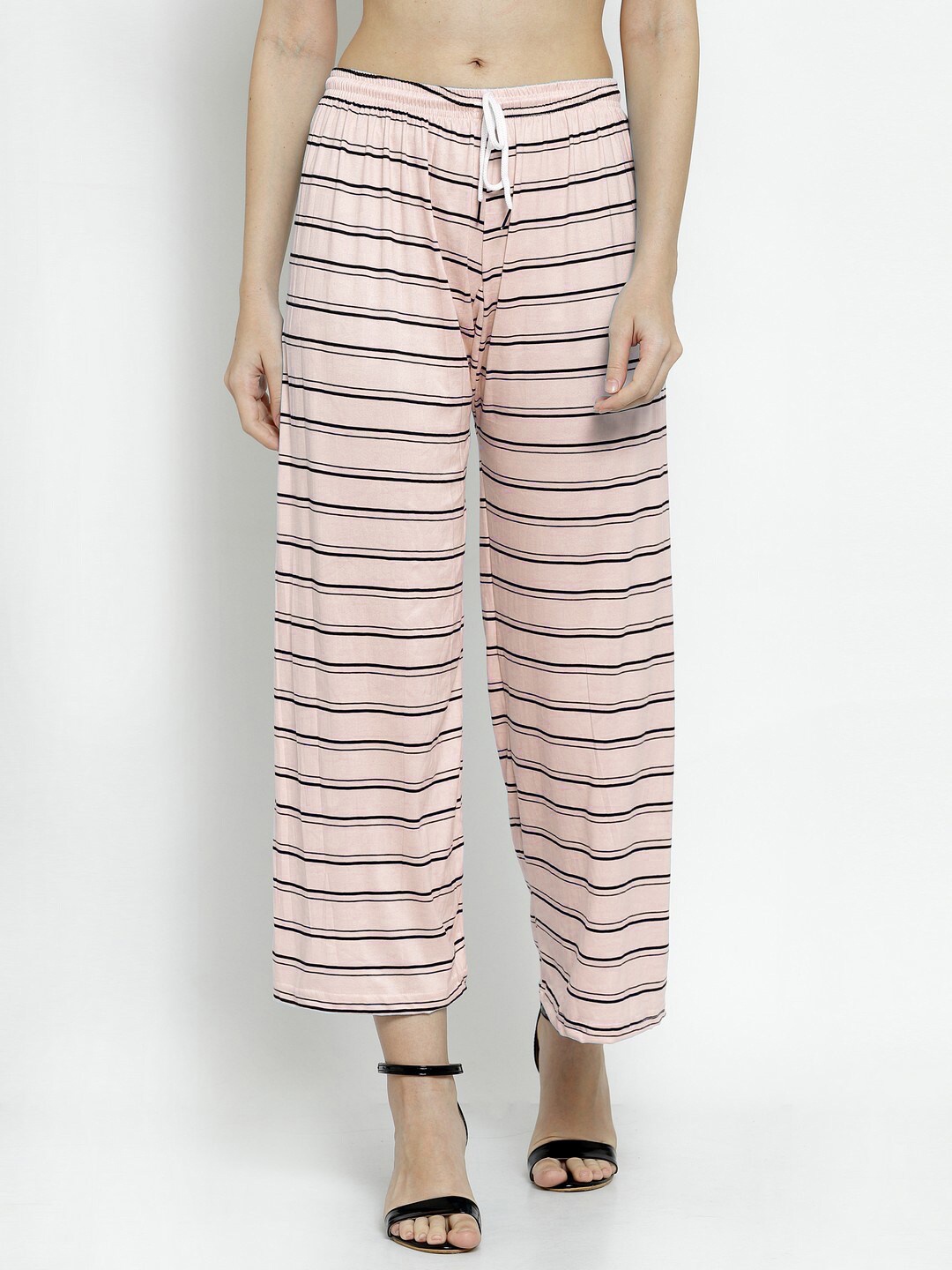 

KLOTTHE Women Striped Wide Leg Palazzo, Pink