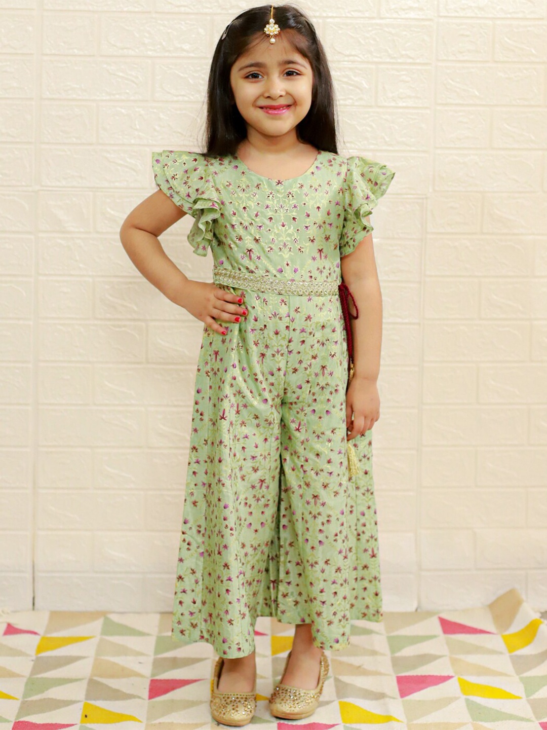 

LIL DRAMA Girls Printed Basic Jumpsuit, Olive