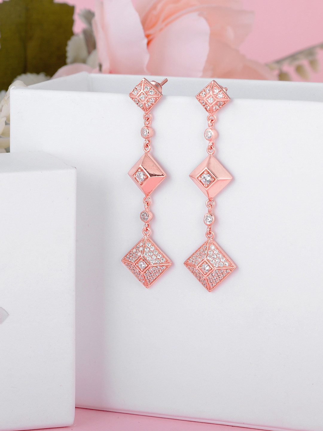 

GIVA 925 Sterling Silver Rose Gold-Plated Contemporary Drop Earrings