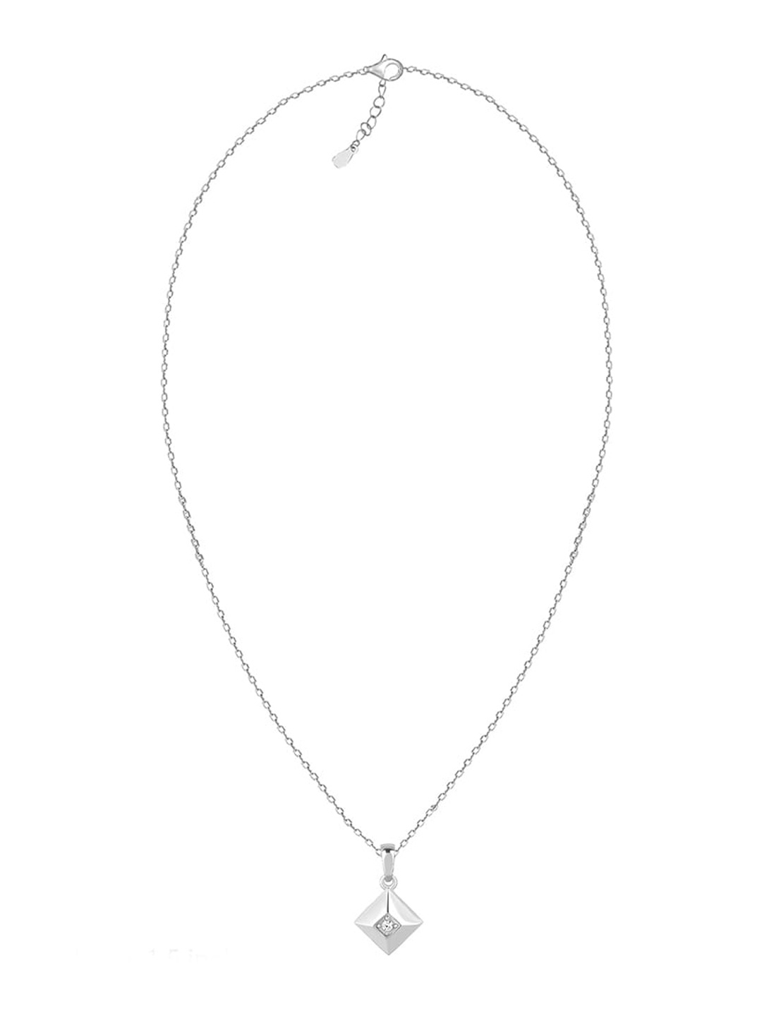 

GIVA Rhodium-Plated CZ-Studded Angles Of The Cube Signature Pendant With Link Chain, Silver