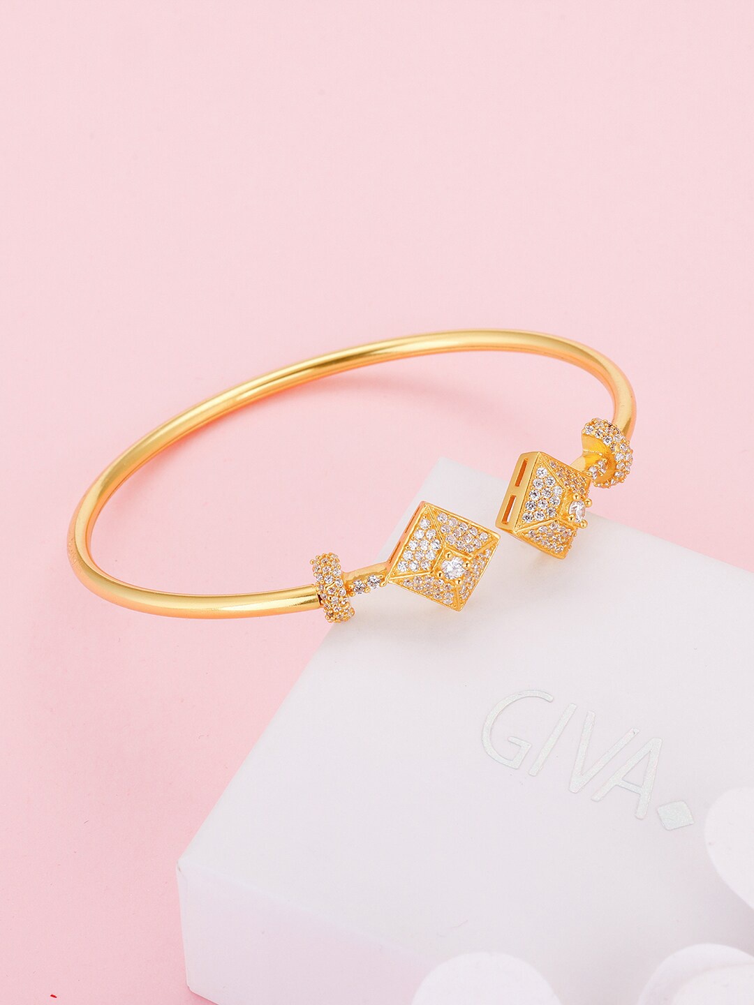 

GIVA 925 Sterling Silver Cubic Zirconia Gold-Plated Cuff Bracelet