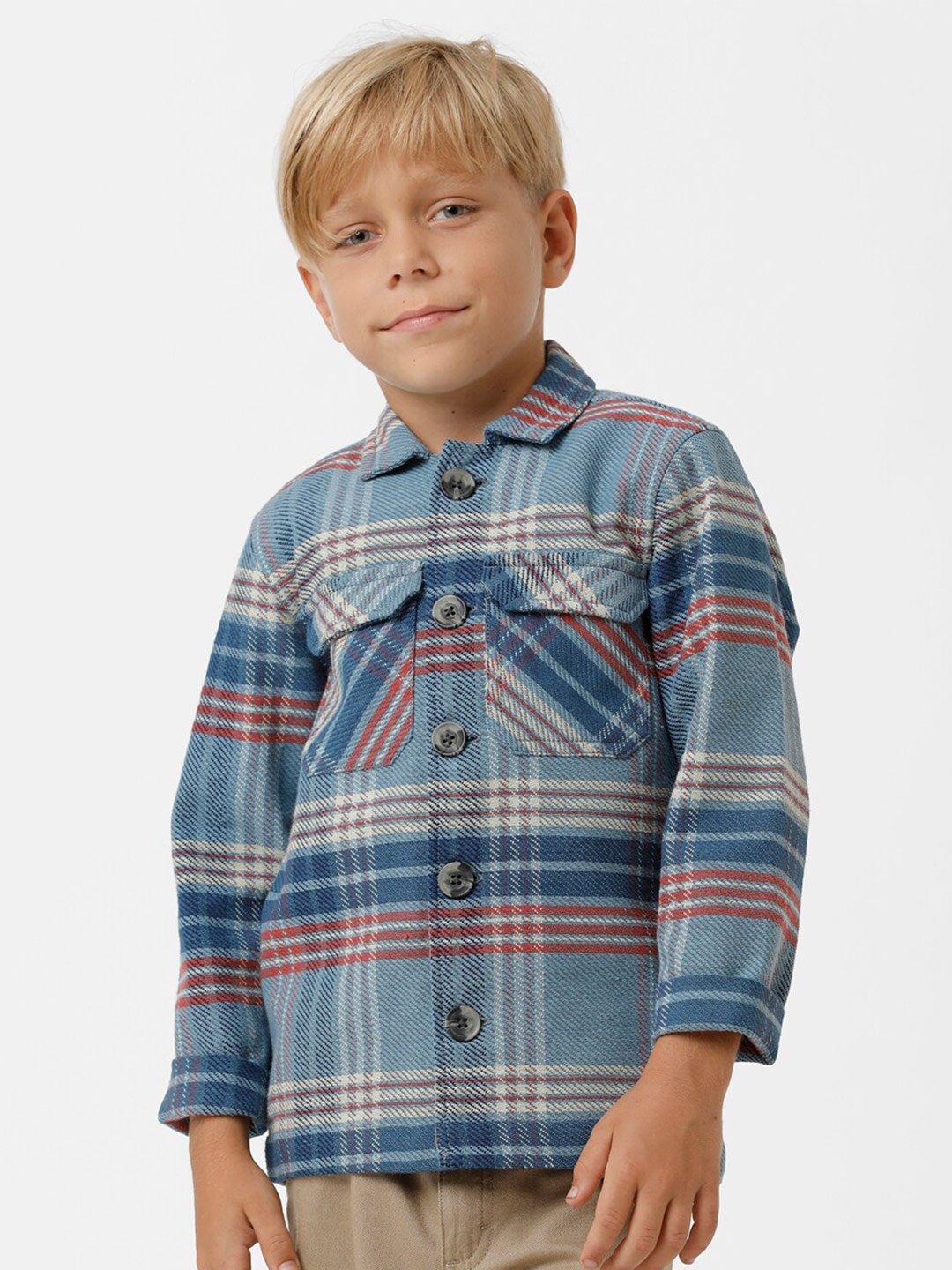 

KATE & OSCAR Boys Smart Checked Cotton Casual Shirt, Teal