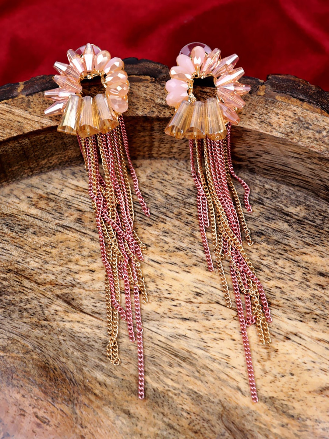 

VAGHBHATT Gold-Plated Floral Tassel Drop Earrings