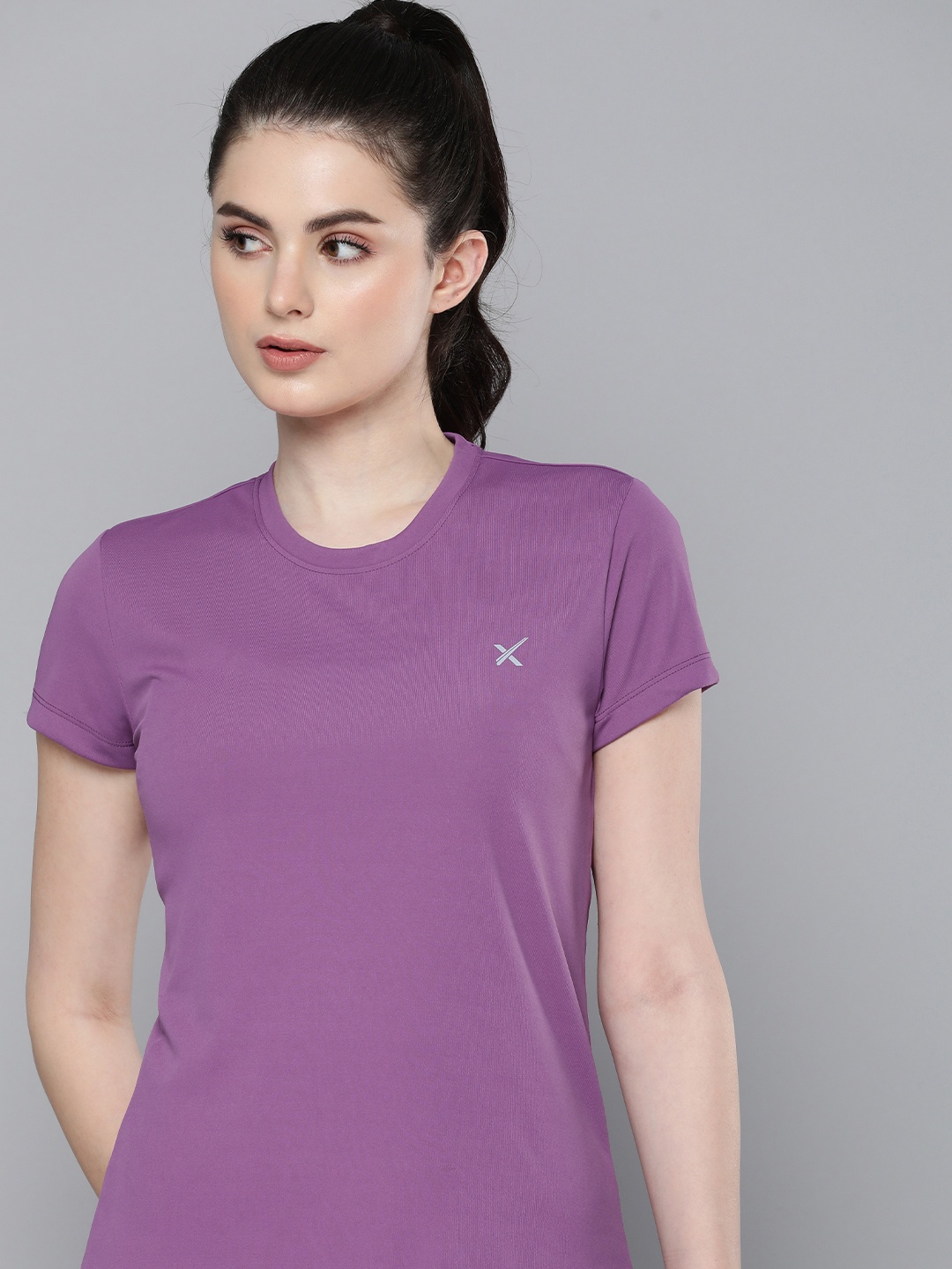 

HRX by Hrithik Roshan Women Solid Rapid-Dry Running T-shirt, Purple