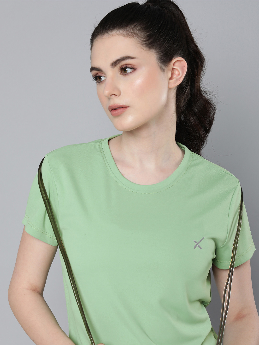

HRX by Hrithik Roshan Women Solid Rapid-Dry Running T-shirt, Green