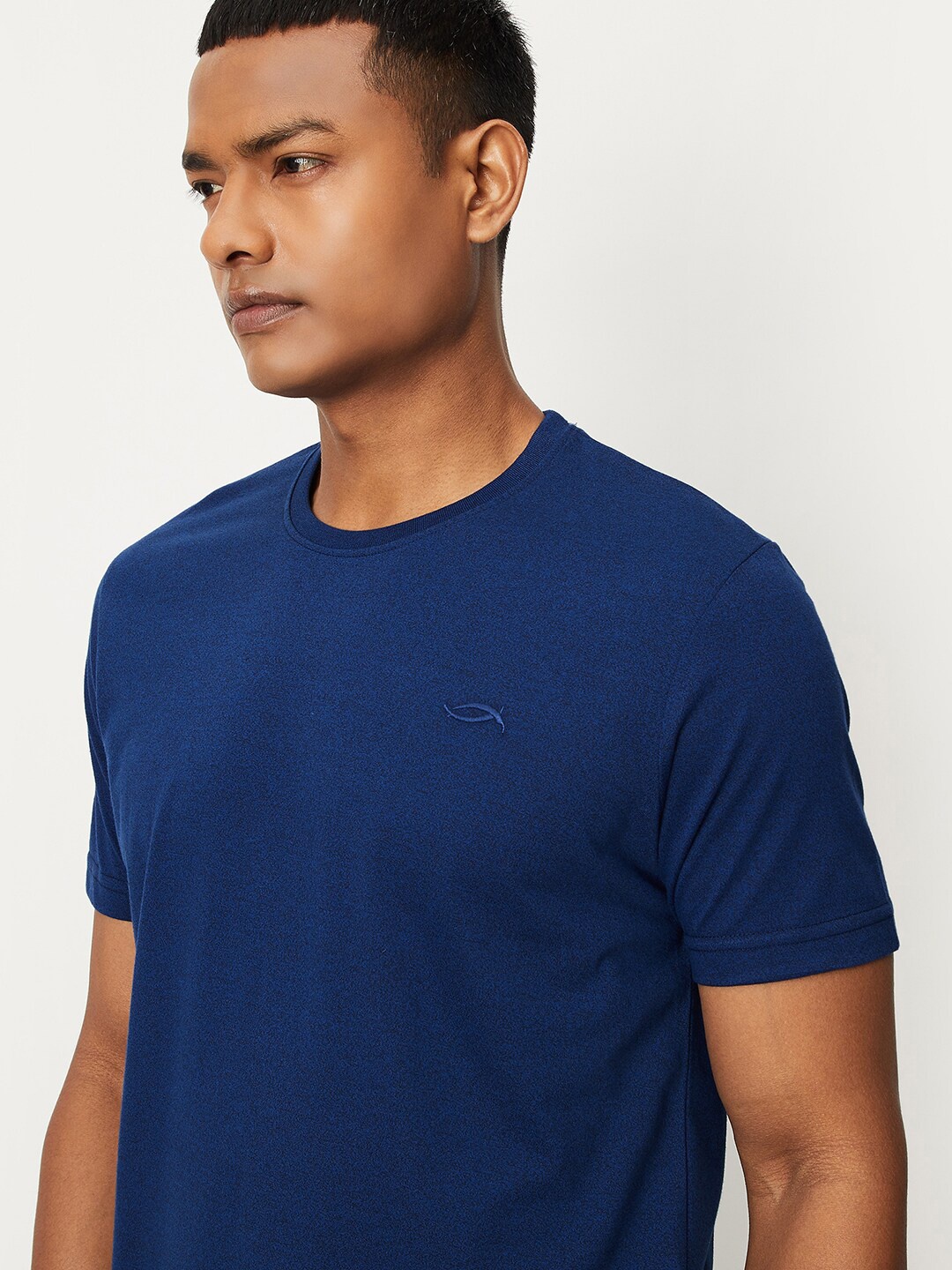 

max Men Round Neck Short Sleeves Lounge T-Shirts, Navy blue