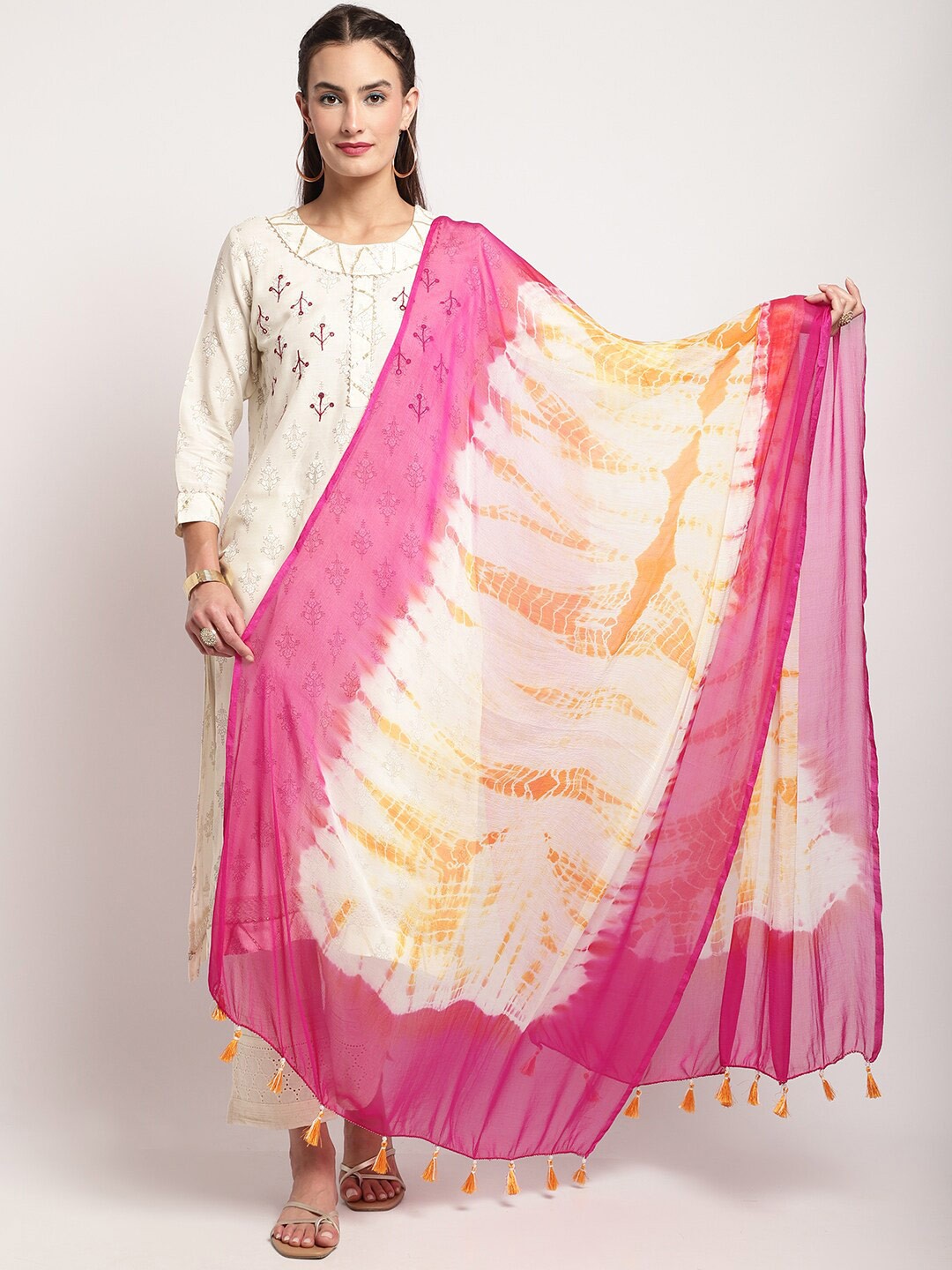 

Miaz Lifestyle Cotton Ombre Dyed Dupatta, Pink