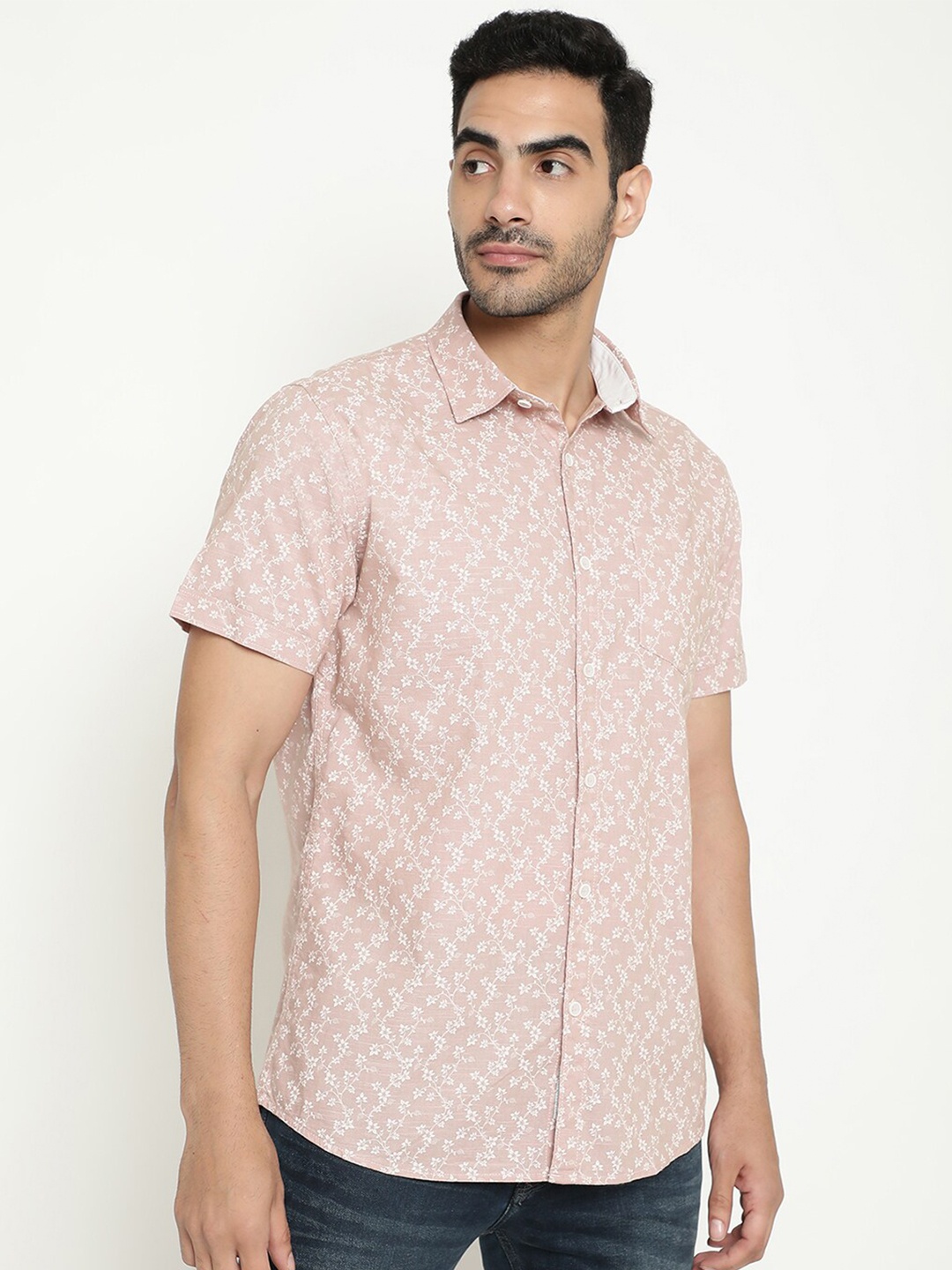 

METTLE Floral Printed Cotton Casual Shirt, Pink