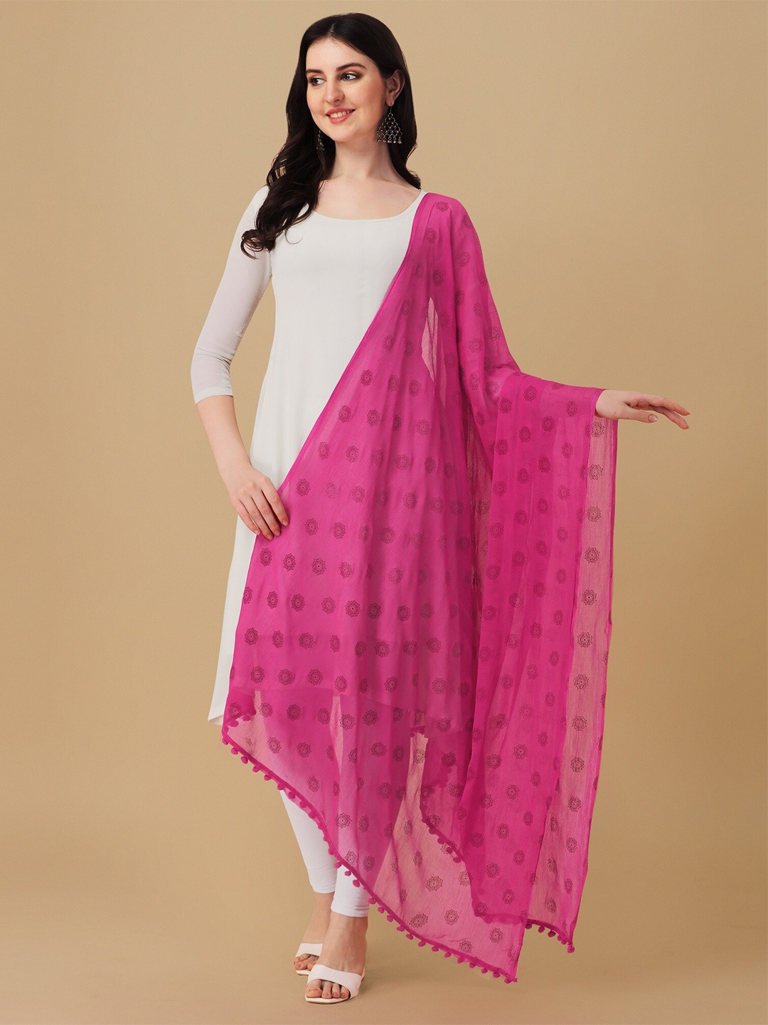 

Nimidiya Ethnic Motifs Printed Dupatta, Pink