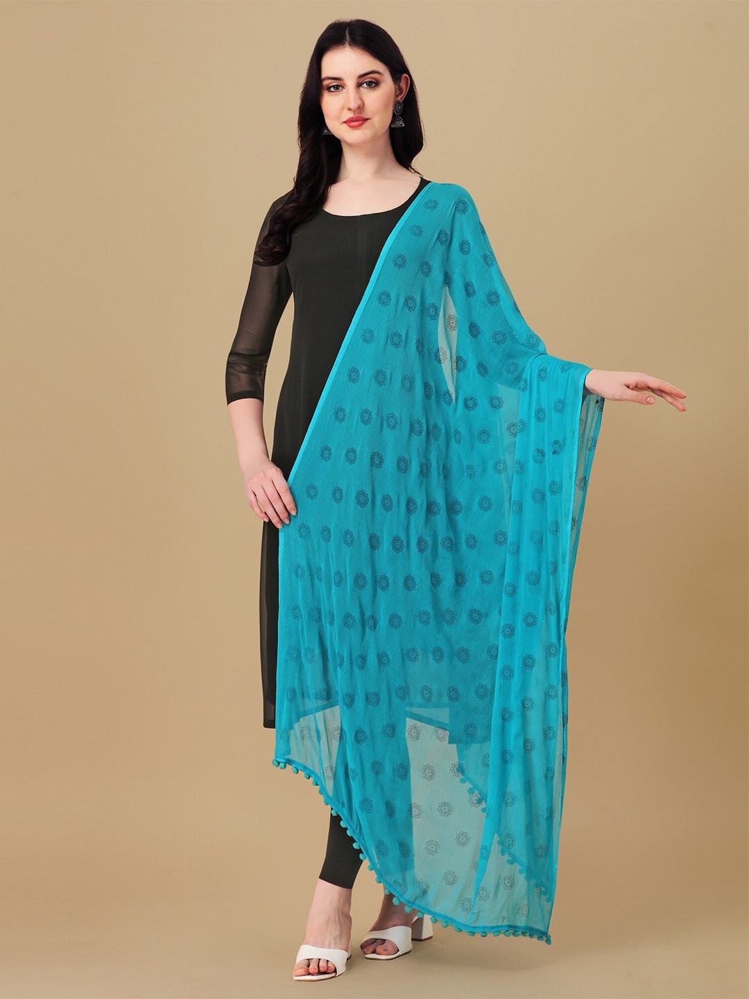 

Nimidiya Ethnic Motifs Printed Dupatta, Turquoise blue