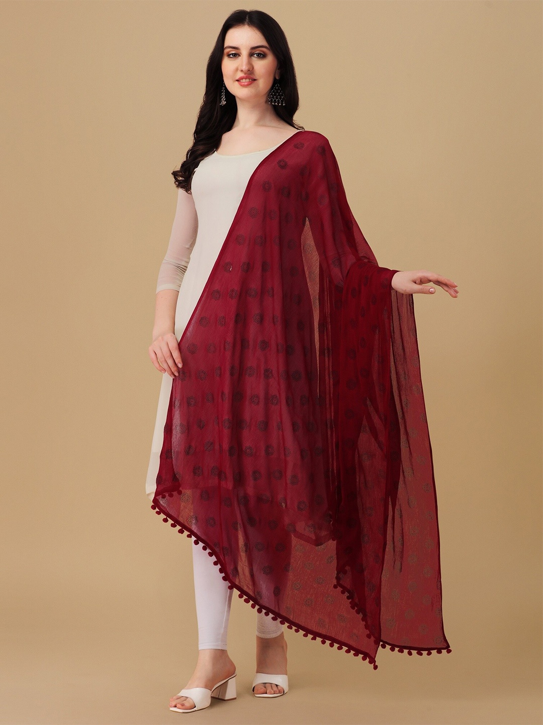 

Nimidiya Ethnic Motifs Printed Dupatta, Maroon