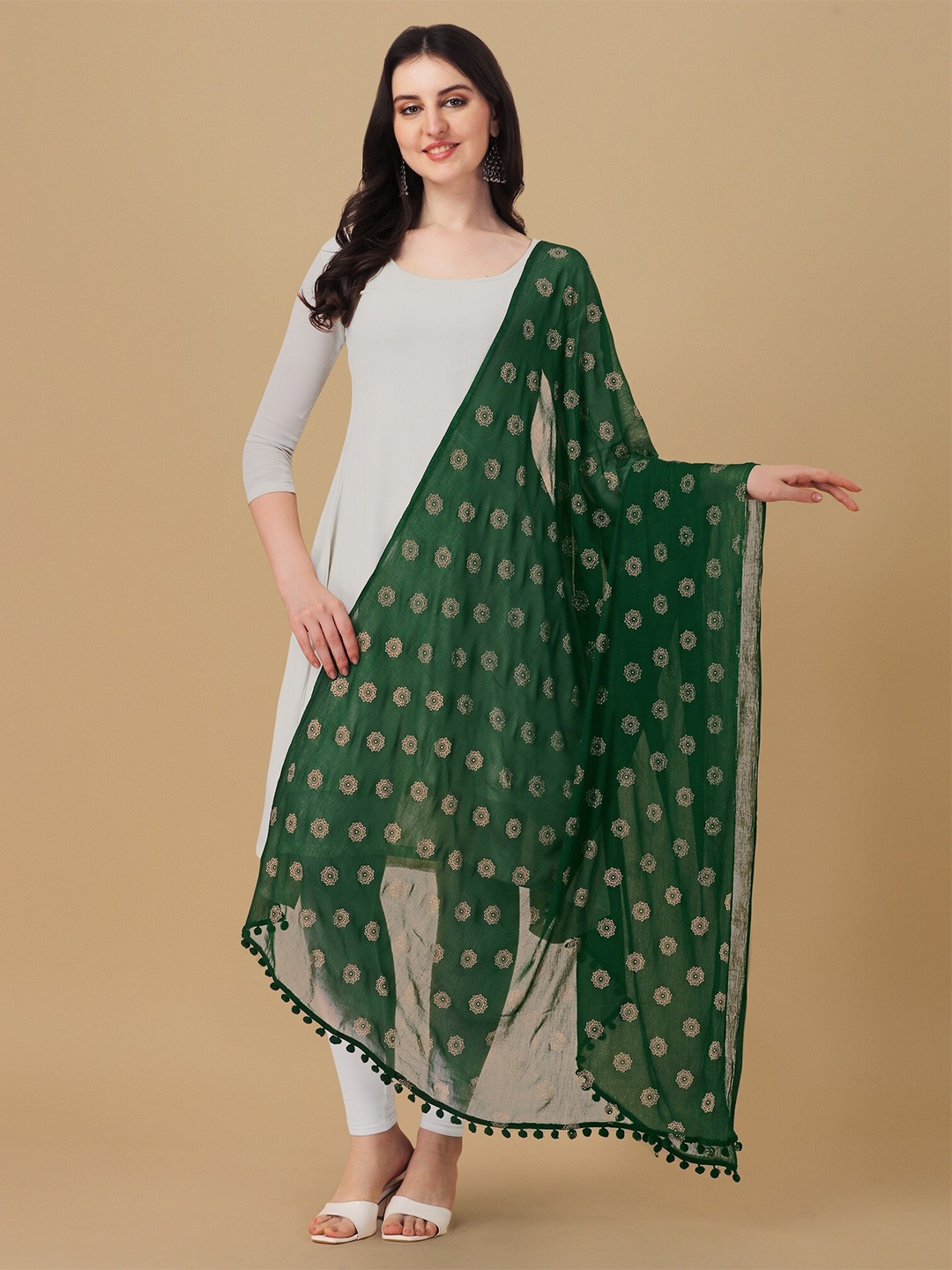 

Nimidiya Ethnic Motifs Printed Dupatta, Green