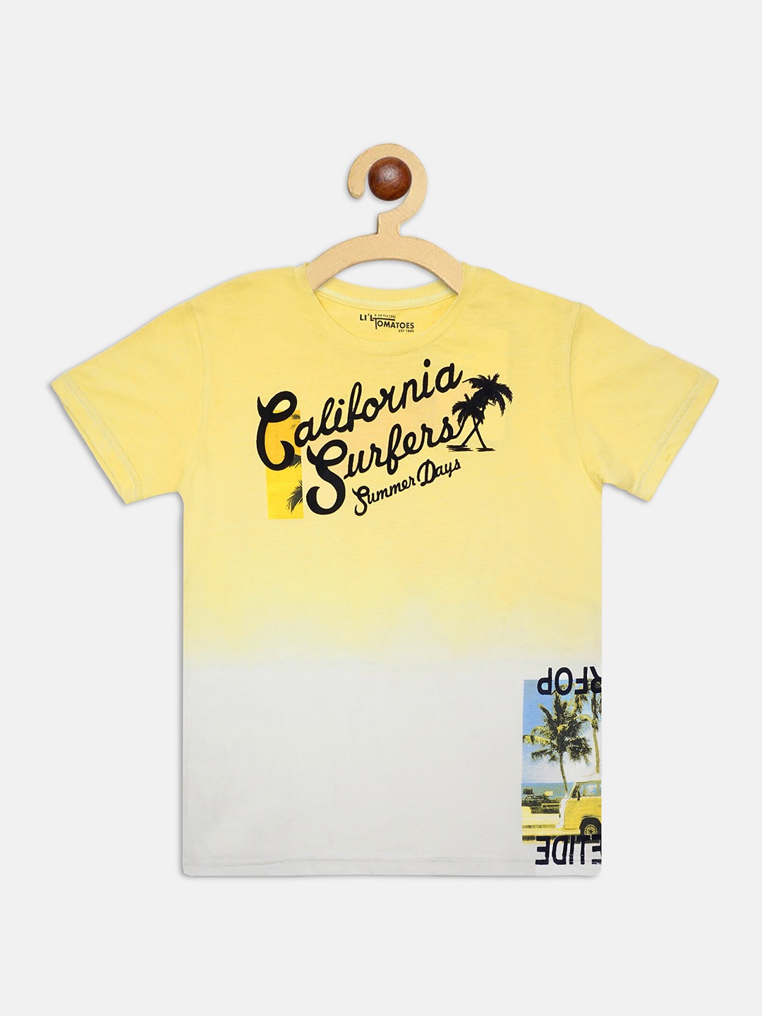 

Lil Tomatoes Boys Typography Printed Cotton T-shirt, Yellow