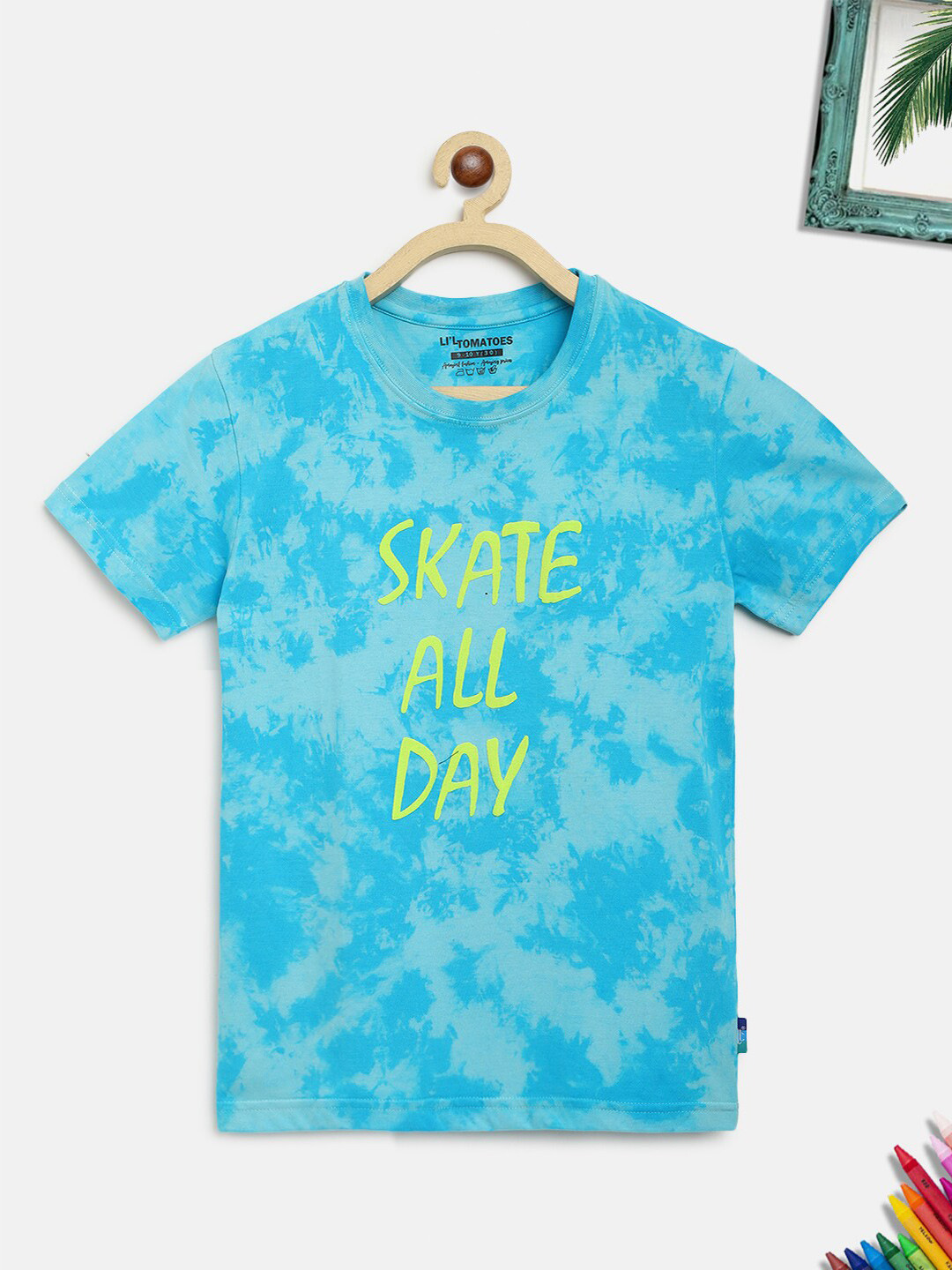 

Lil Tomatoes Boys Tie & Dye Round Neck Cotton T-shirt, Blue