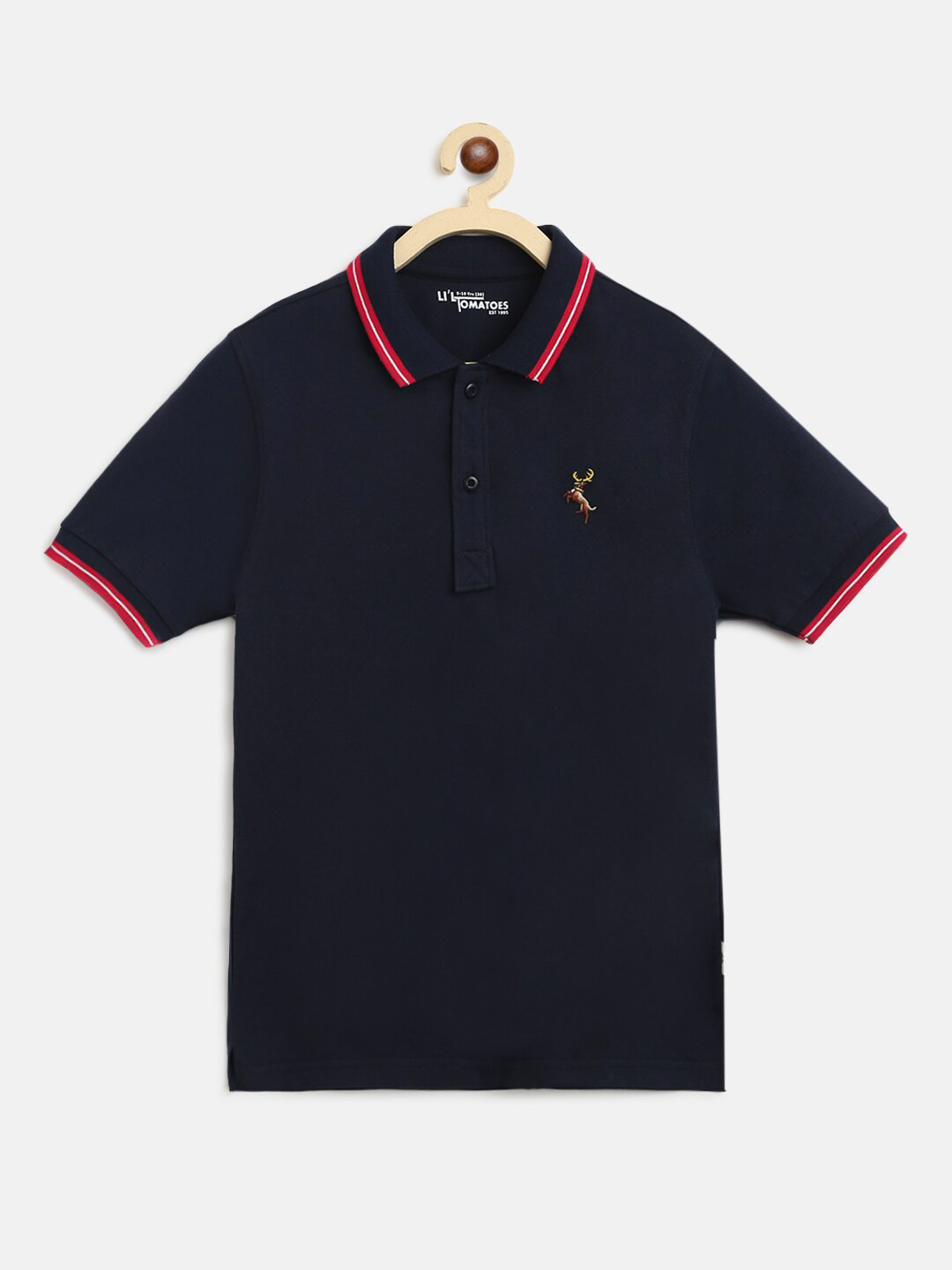 

Lil Tomatoes Boys Polo Collar Cotton T-shirt, Navy blue