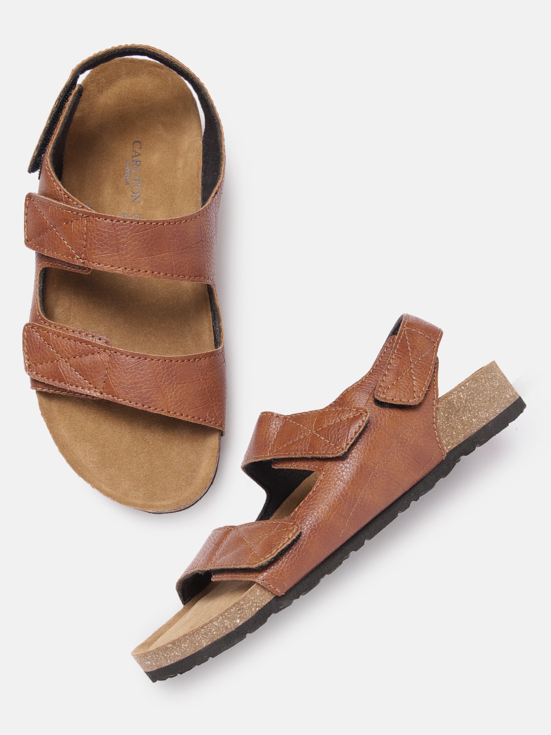

Carlton London Men Croc Textured Comfort Sandals, Brown