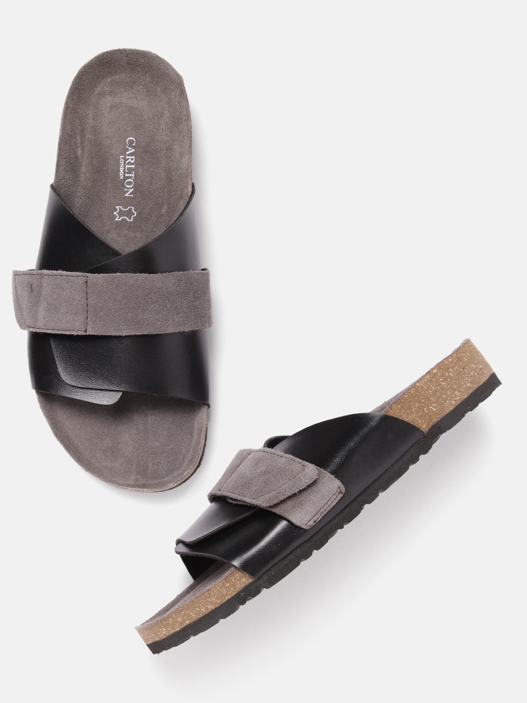 

Carlton London Men Colourblocked Comfort Sandals, Black