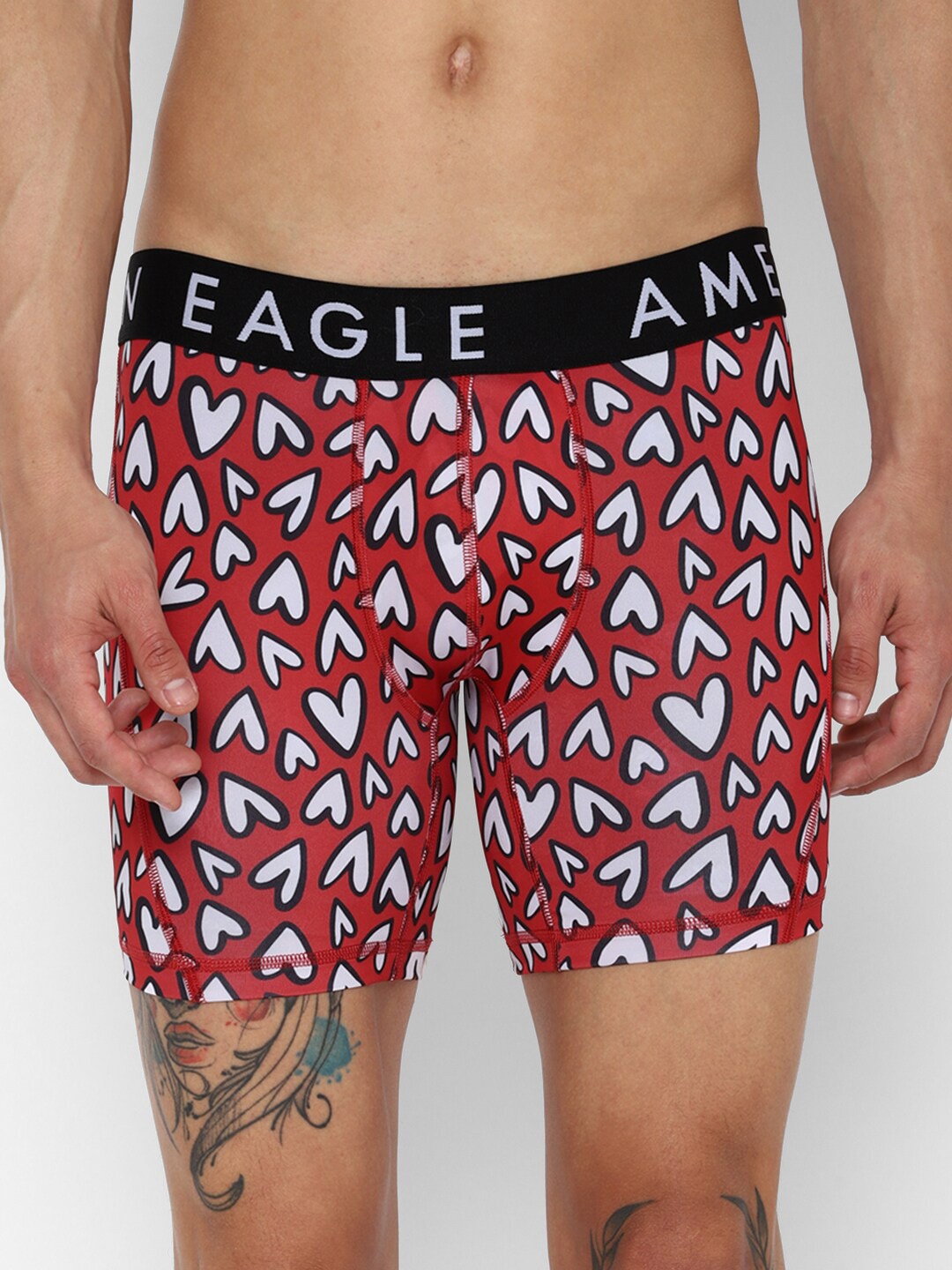 

AMERICAN EAGLE OUTFITTERS Men Printed Anti Microbial Boxer-Style Brief, Red