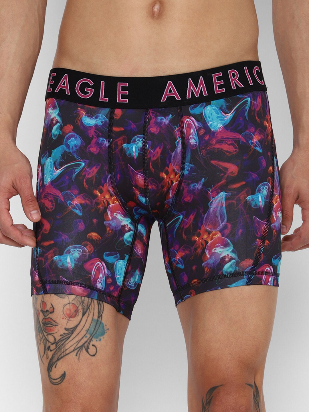 

AMERICAN EAGLE OUTFITTERS Men Printed Anti Microbial Boxer-Style Briefs, Black