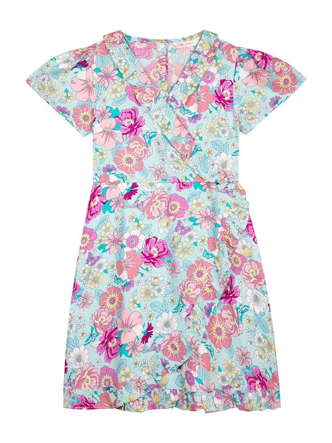 

Budding Bees Girls Flared Sleeve Floral Print Fit & Flare Dress, Blue