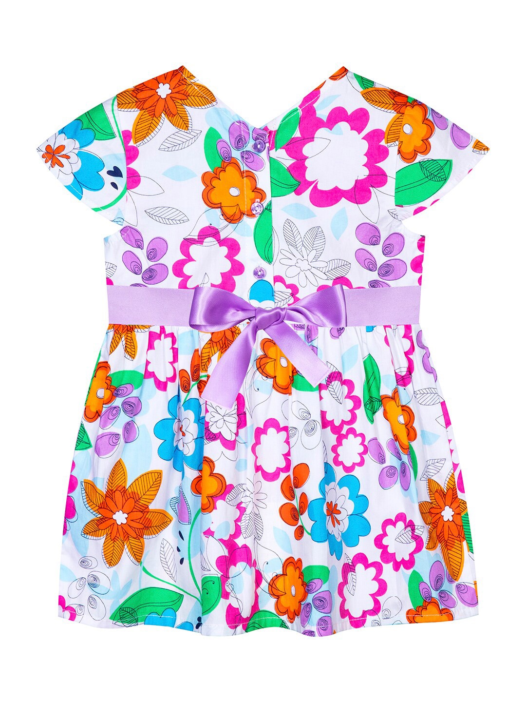 

Budding Bees Girls Floral Print A-Line Dress, White