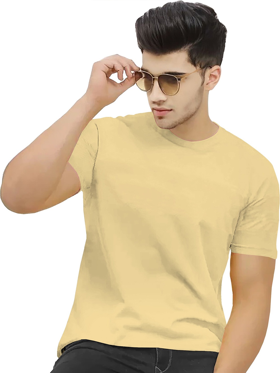 

BLIVE Round Neck Cotton T-shirt, Beige