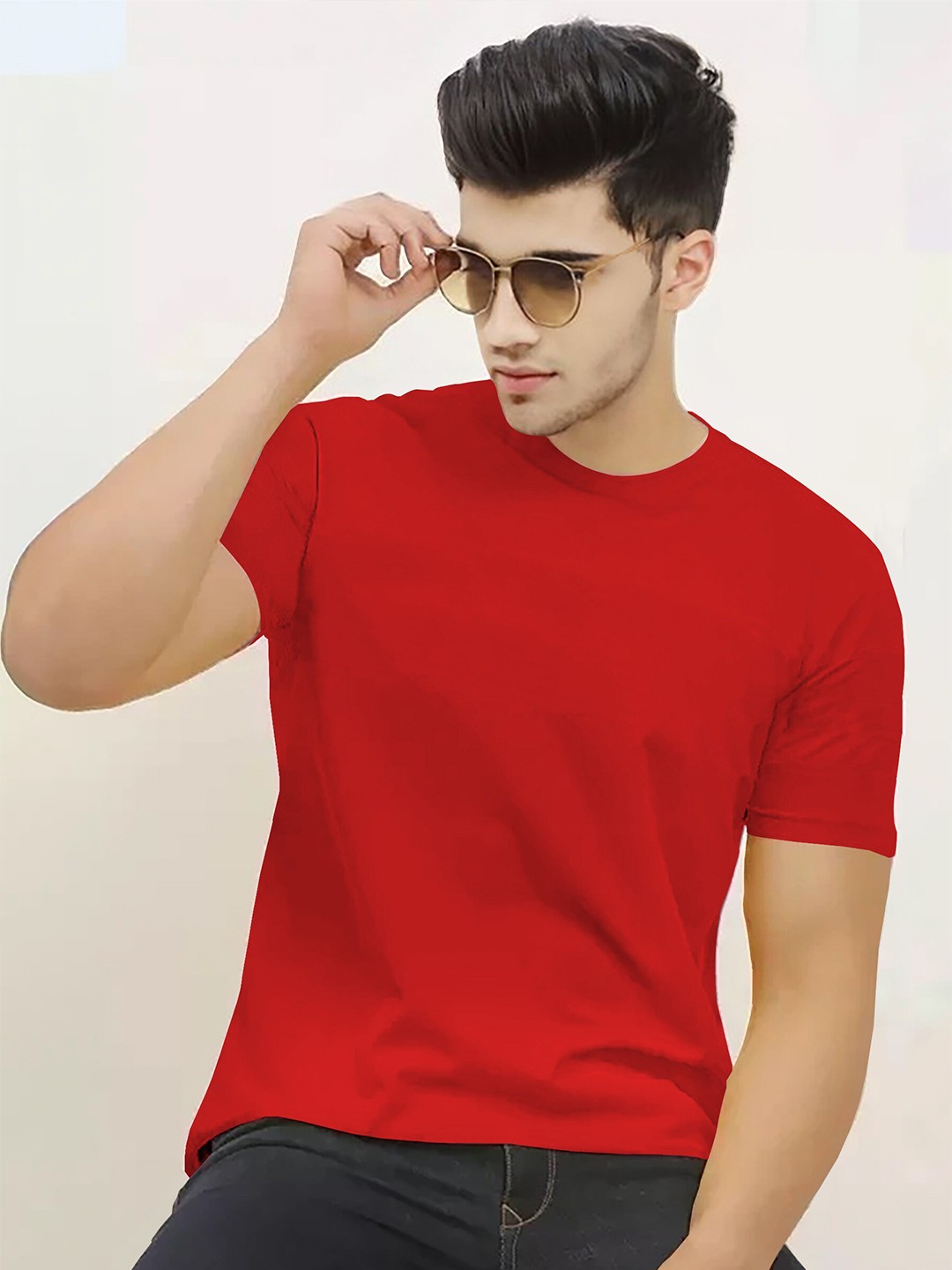 

BLIVE Round Neck Cotton T-shirt, Red