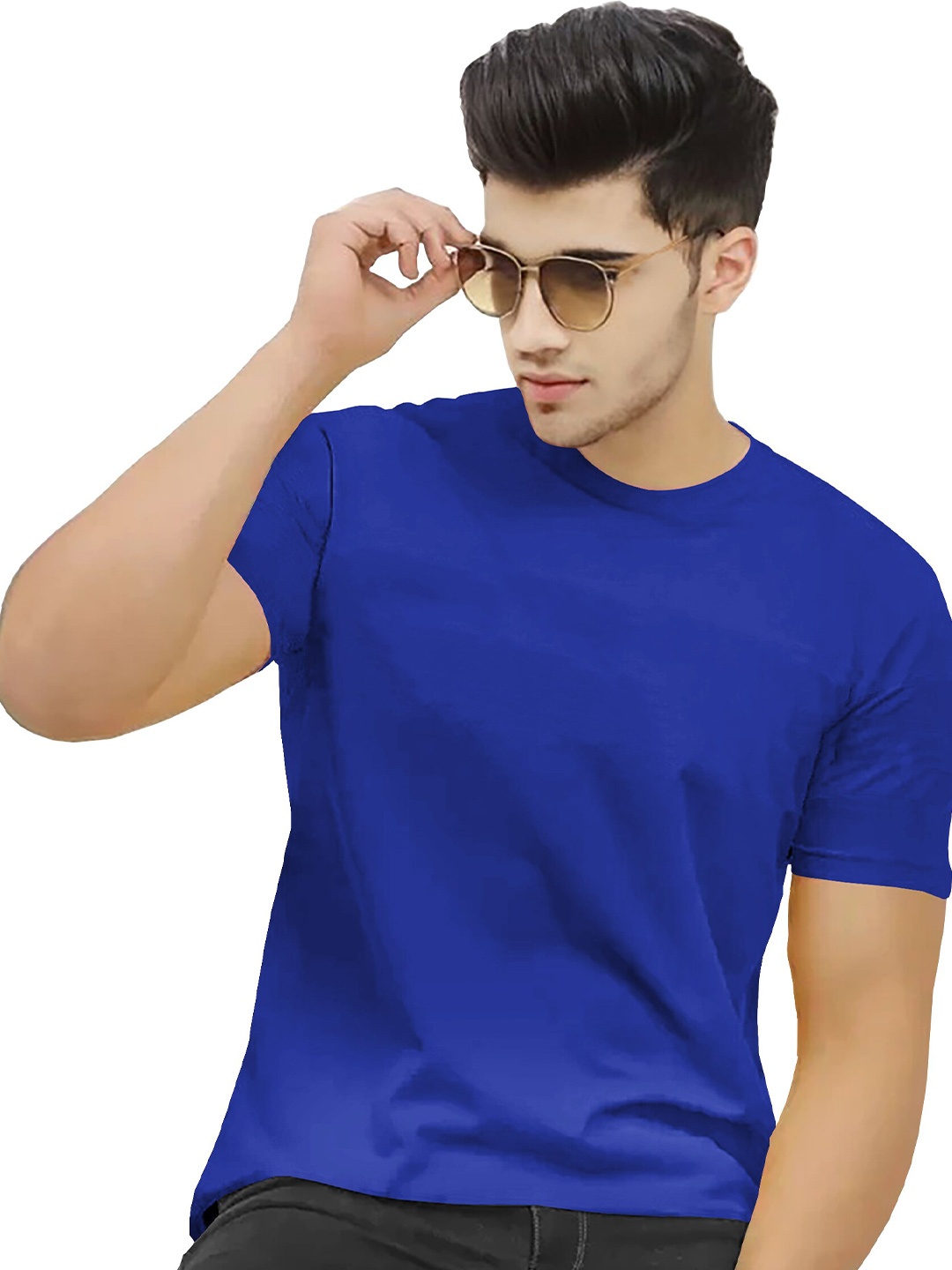 

BLIVE Round Neck Short Sleeves Cotton T-shirt, Blue