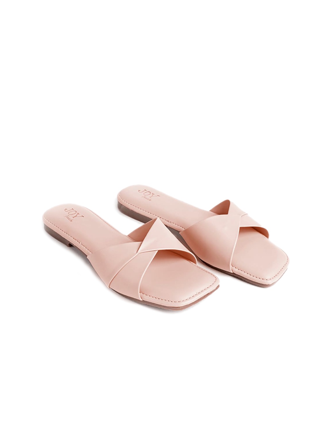 

Joytouch Women Slip-On Open Toe Flats, Peach