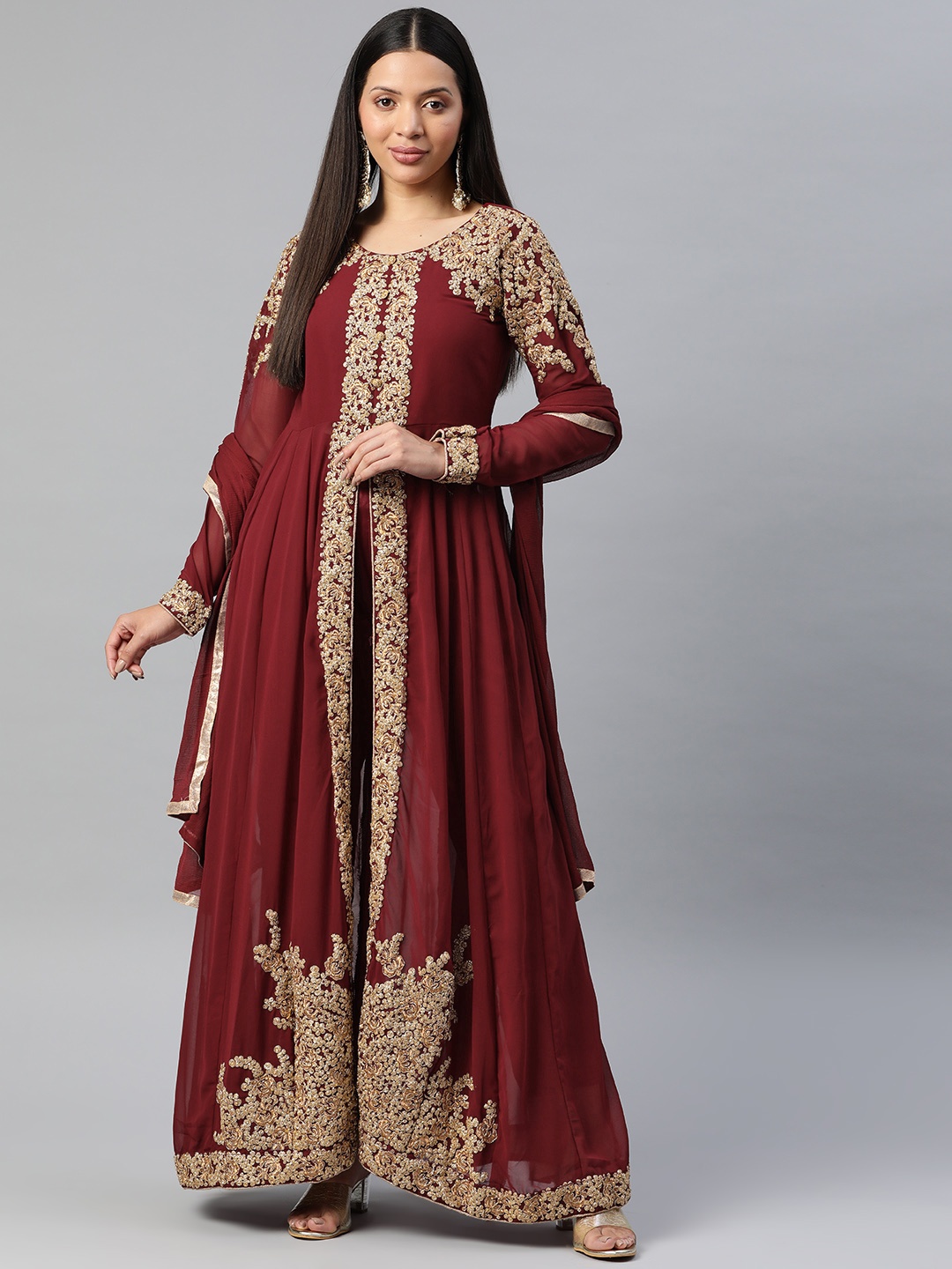 

Readiprint Fashions Embroidered Semi-Stitched Dress Material, Maroon