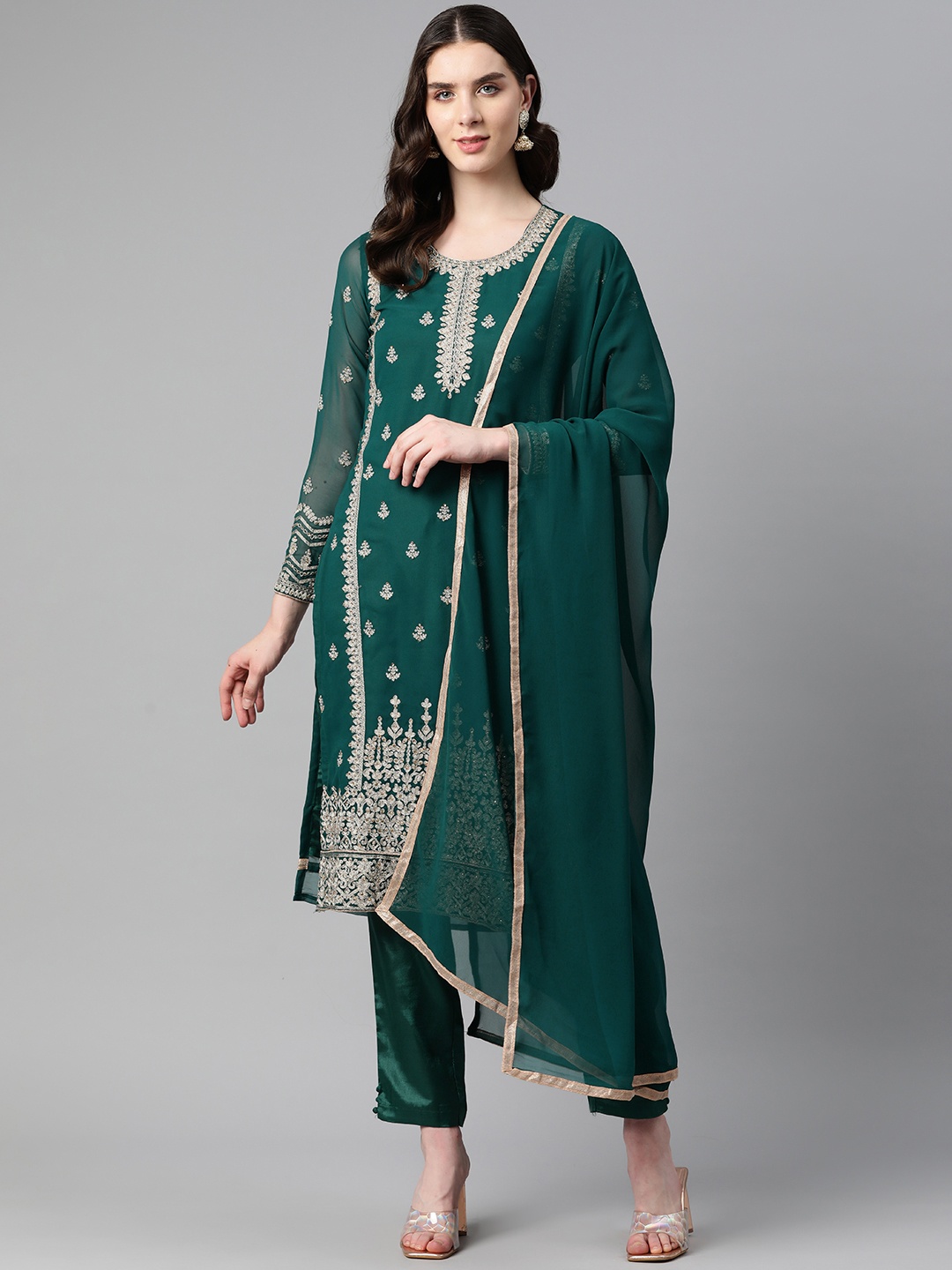 

Readiprint Fashions Embroidered Semi-Stitched Dress Material, Teal