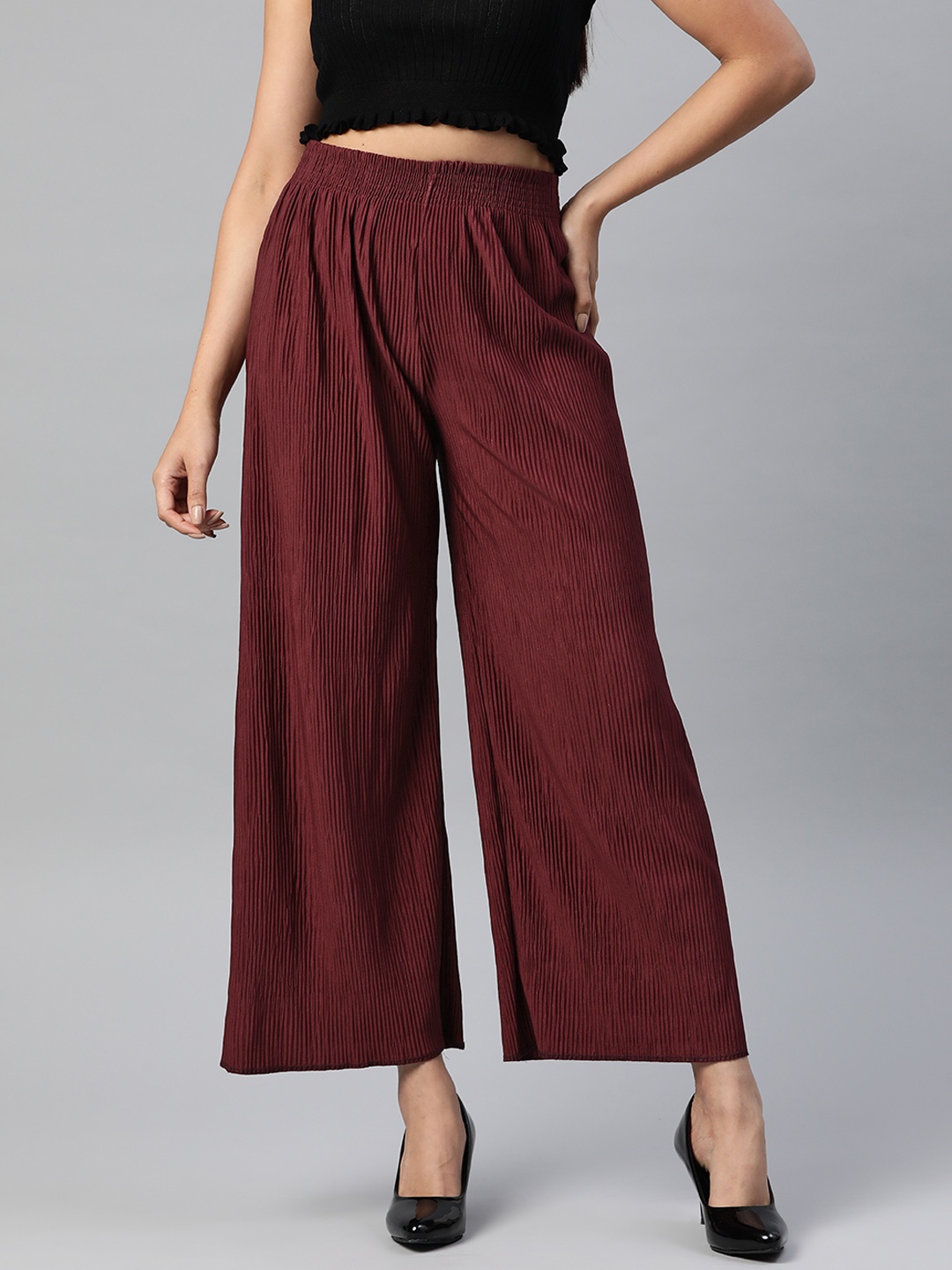 

Readiprint Fashions Women Knitted Palazzos, Burgundy