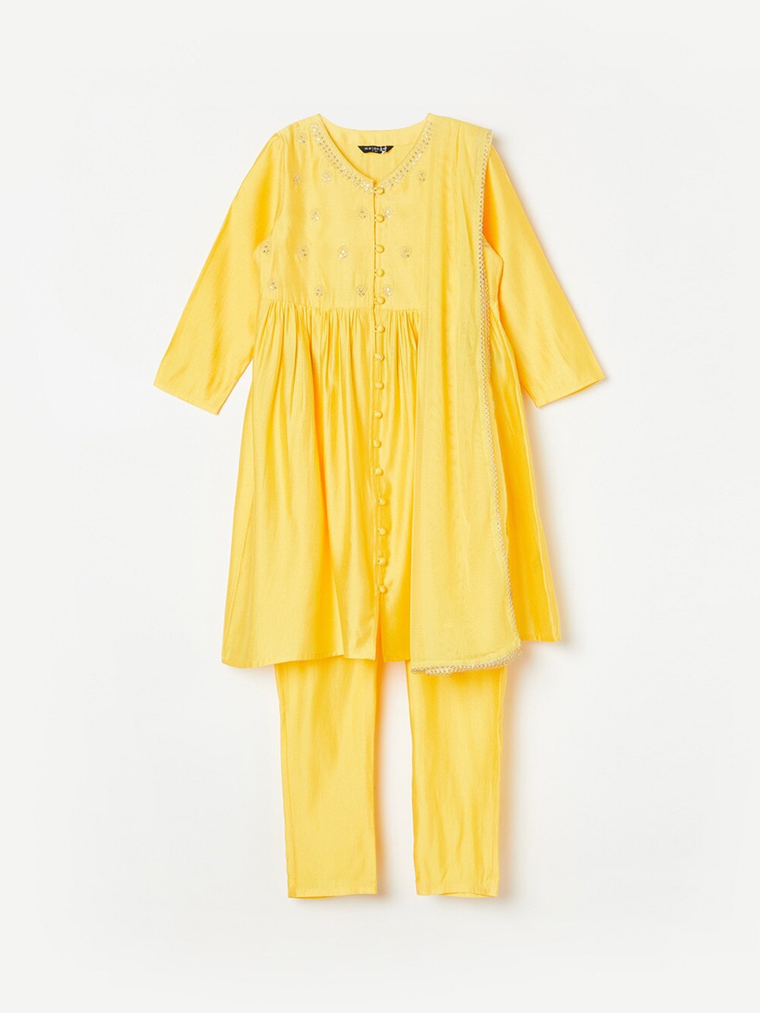 

Melange by Lifestyle Girls Printed Anarkali Kurta with Trousers & Dupatta, Yellow