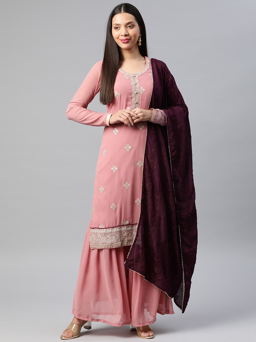 

Readiprint Fashions Embroidered Semi-Stitched Dress Material, Mauve