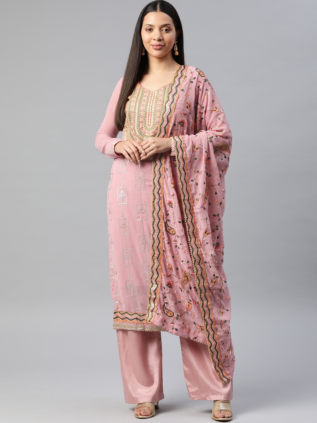

Readiprint Fashions Embroidered Semi-Stitched Dress Material, Mauve